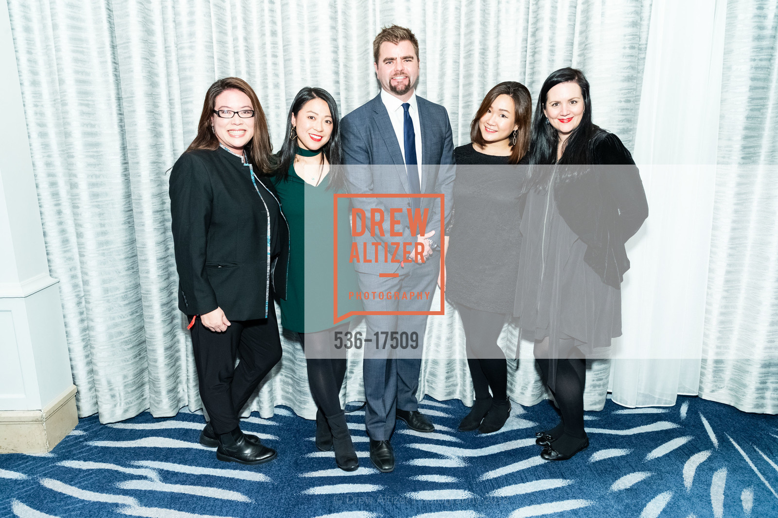 Li Chun Young, Eleanore Ye, Karl Sutcliffe, Isabel Chia, Aubrey Whitcomb, San Francisco: The Power Party 2018, Four Seasons Hotel. 757 Market St., San Francisco, CA 94103, December 10th, 2018, Photo #536-17509 Li Chun Young, Eleanore Ye, Karl Sutcliffe, Isabel Chia, Aubrey Whitcomb, Photo #536-17509