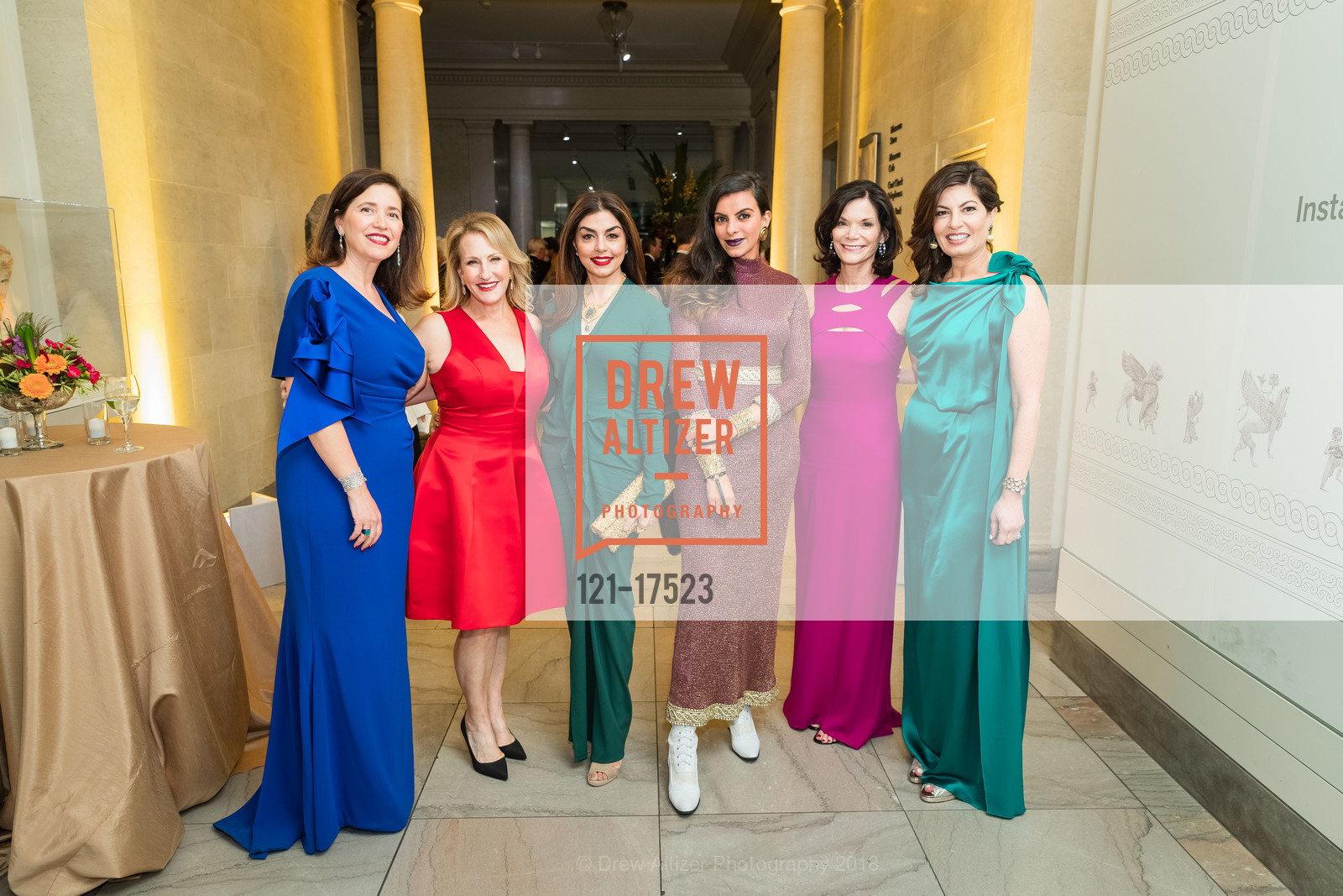 Marjan Hassanein, Nancy Fredkin, Sara Abbasi, Sonia Maria Edwards, Lisa Mooring, Rula Tamer, An Elegant Evening in the Court of Honor, Legion of Honor. 100 34th Ave, December 11th, 2018, Photo #121-17523 Marjan Hassanein, Nancy Fredkin, Sara Abbasi, Sonia Maria Edwards, Lisa Mooring, Rula Tamer, Photo #121-17523
