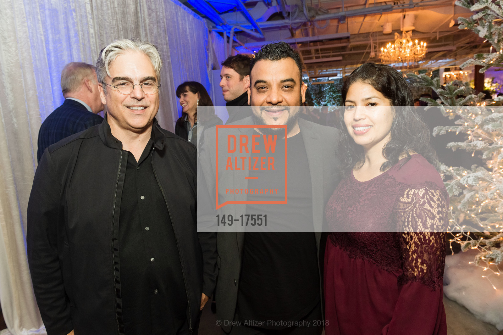 Phil Hamlett, Antonio Borja, Demetria Loredo, Birthday Celebration for Elisa Stephens, The Cannery. 2801 Leavenworth Street, December 18th, 2018, Photo #149-17551 Phil Hamlett, Antonio Borja, Demetria Loredo, Photo #149-17551