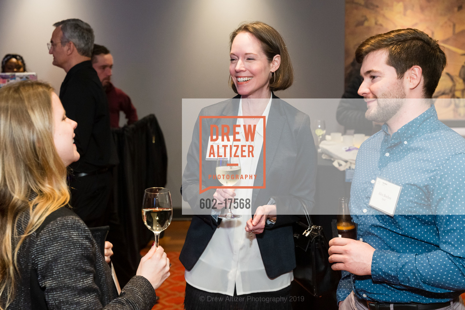 Cara Connors, Angela Buckery, Alex Boches, TechBio 2019, Merchant's Exchange Club. 75 Leidesdorff Street, January 7th, 2019, Photo #602-17568 Cara Connors, Angela Buckery, Alex Boches, Photo #602-17568