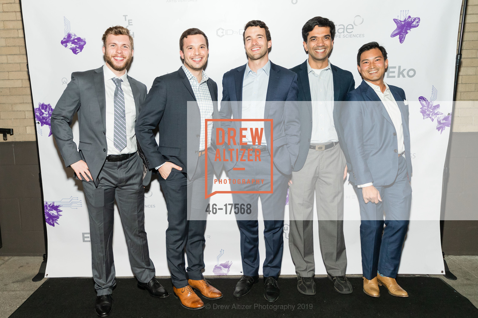 Harry Zec, Jason Bellet, Connor Landgraf, Subbu Venkatraman, Steve Pham, TechBio 2019, Merchant's Exchange Club. 75 Leidesdorff Street, January 7th, 2019, Photo #46-17568 Harry Zec, Jason Bellet, Connor Landgraf, Subbu Venkatraman, Steve Pham, Photo #46-17568