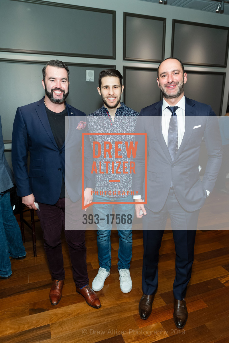 James Richards, Jared Knable, Richard Awdeh, TechBio 2019, Merchant's Exchange Club. 75 Leidesdorff Street, January 7th, 2019, Photo #393-17568 James Richards, Jared Knable, Richard Awdeh, Photo #393-17568