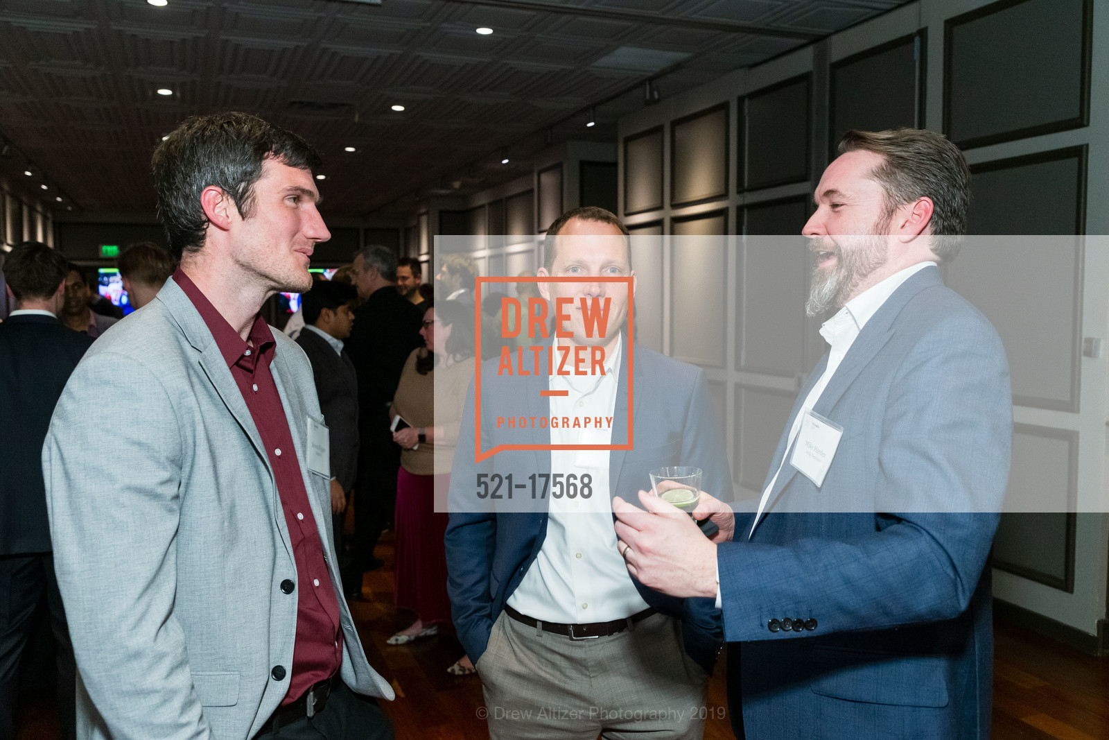 Steven Flygare, Robert, Mike Harden, TechBio 2019, Merchant's Exchange Club. 75 Leidesdorff Street, January 7th, 2019, Photo #521-17568 Steven Flygare, Robert, Mike Harden, Photo #521-17568