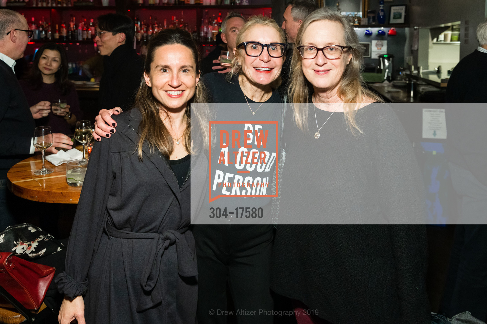 Vanessa Critchell, Lizanne Suter, Janet Bishop, Pre-FOG Bowling, Burger & Cocktail Extravaganza: Hosted by Fraenkel Gallery and David Zwirner Gallery, Mission Bowling Club. 3176 17th Street, January 15th, 2019, Photo #304-17580 Vanessa Critchell, Lizanne Suter, Janet Bishop, Photo #304-17580