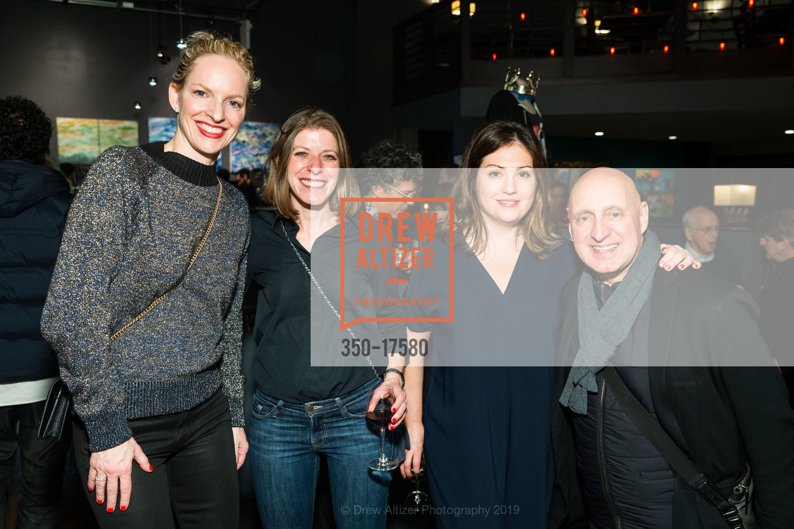 Christine Bell, Erica Barrish, Manuela Mozo, Tony Karman, Pre-FOG Bowling, Burger & Cocktail Extravaganza: Hosted by Fraenkel Gallery and David Zwirner Gallery, Mission Bowling Club. 3176 17th Street, January 15th, 2019, Photo #350-17580 Christine Bell, Erica Barrish, Manuela Mozo, Tony Karman, Photo #350-17580