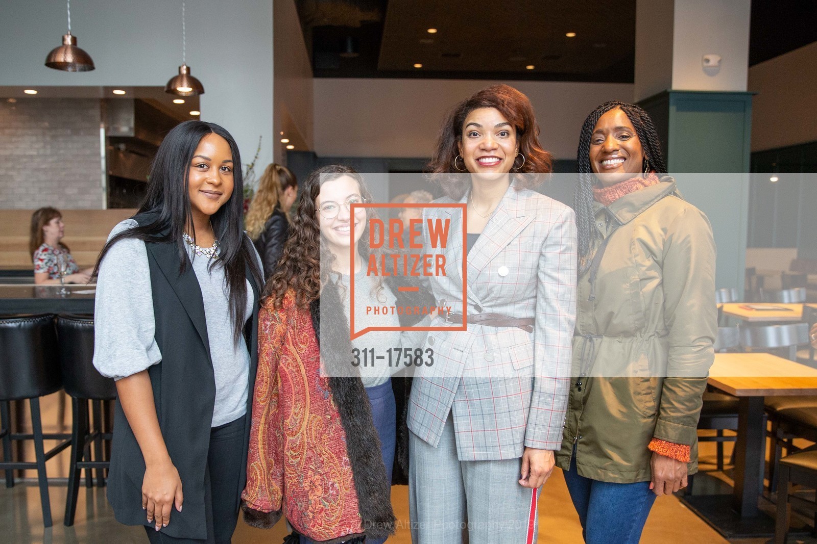 Leanne Conchie, Julia McCotter, Sherri McMullen, Treva Reid, Ribbon Cutting Ceremony Celebrating the Opening of McMullen with Oakland Mayor Schaaf, McMullen. 2257 Broadway, January 15th, 2019, Photo #311-17583 Leanne Conchie, Julia McCotter, Sherri McMullen, Treva Reid, Photo #311-17583