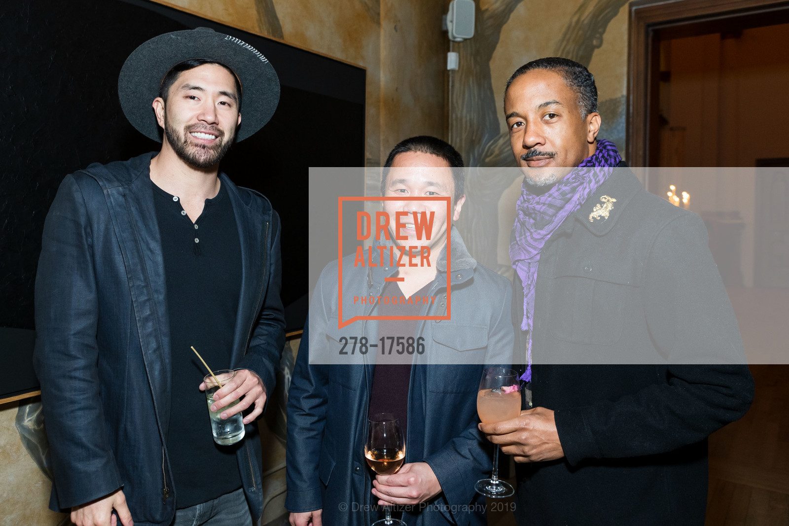 Kevin Hayashi, Clinton Yara, Ricardo Richie, Opening of Adam Lindemann's Venus Over Manhattan at St Joseph's Arts Society, St Joseph's Arts Society, January 15th, 2019, Photo #278-17586 Kevin Hayashi, Clinton Yara, Ricardo Richie, Photo #278-17586