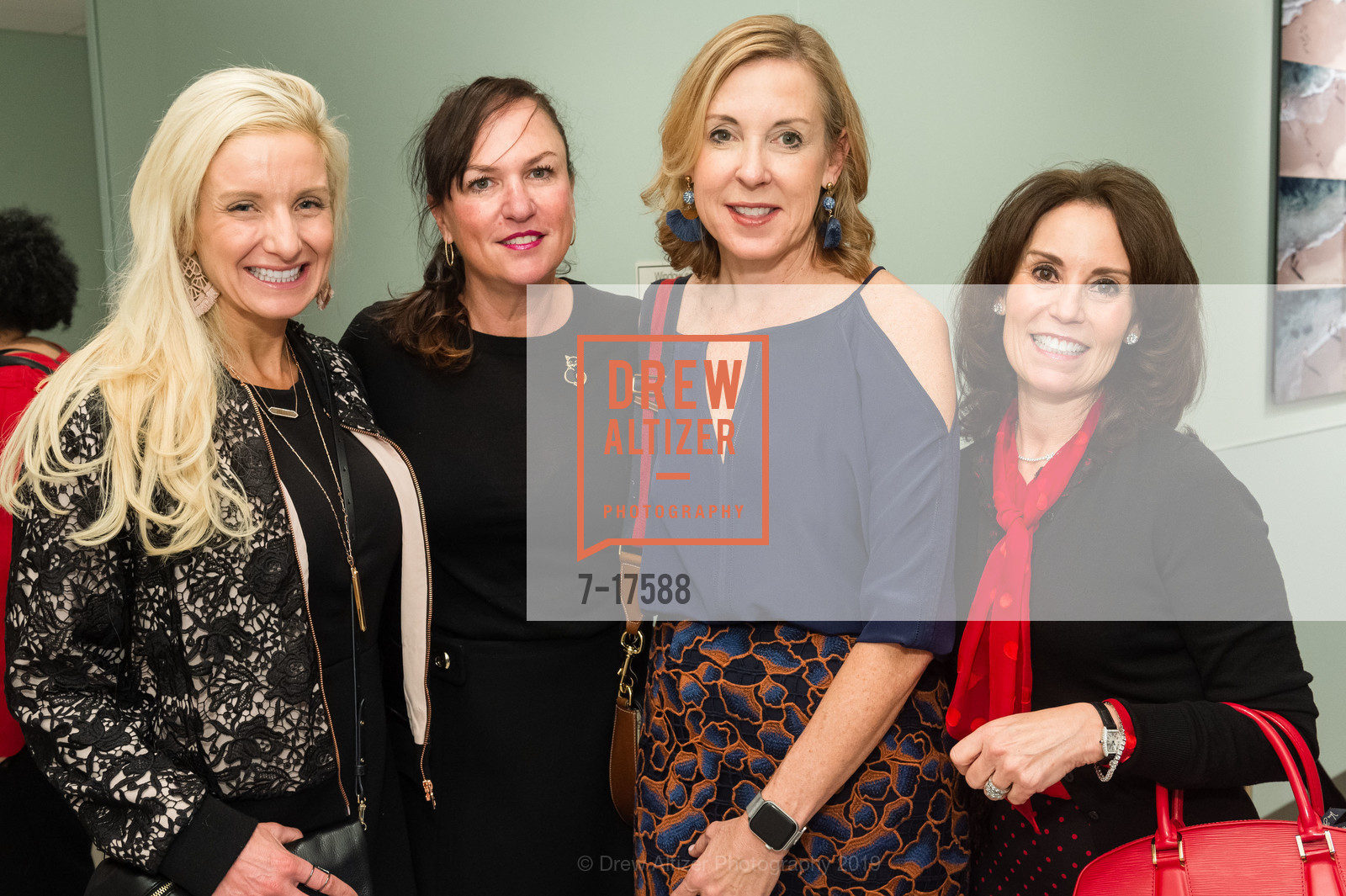 Jan Maravillas, Danielle Kling, Kira Meyercord, Kendall Volk, CPMC Women's and Children's Luncheon Opening event, CPMC Hospital. Van Ness and Geary, January 16th, 2019, Photo #7-17588 Jan Maravillas, Danielle Kling, Kira Meyercord, Kendall Volk, Photo #7-17588
