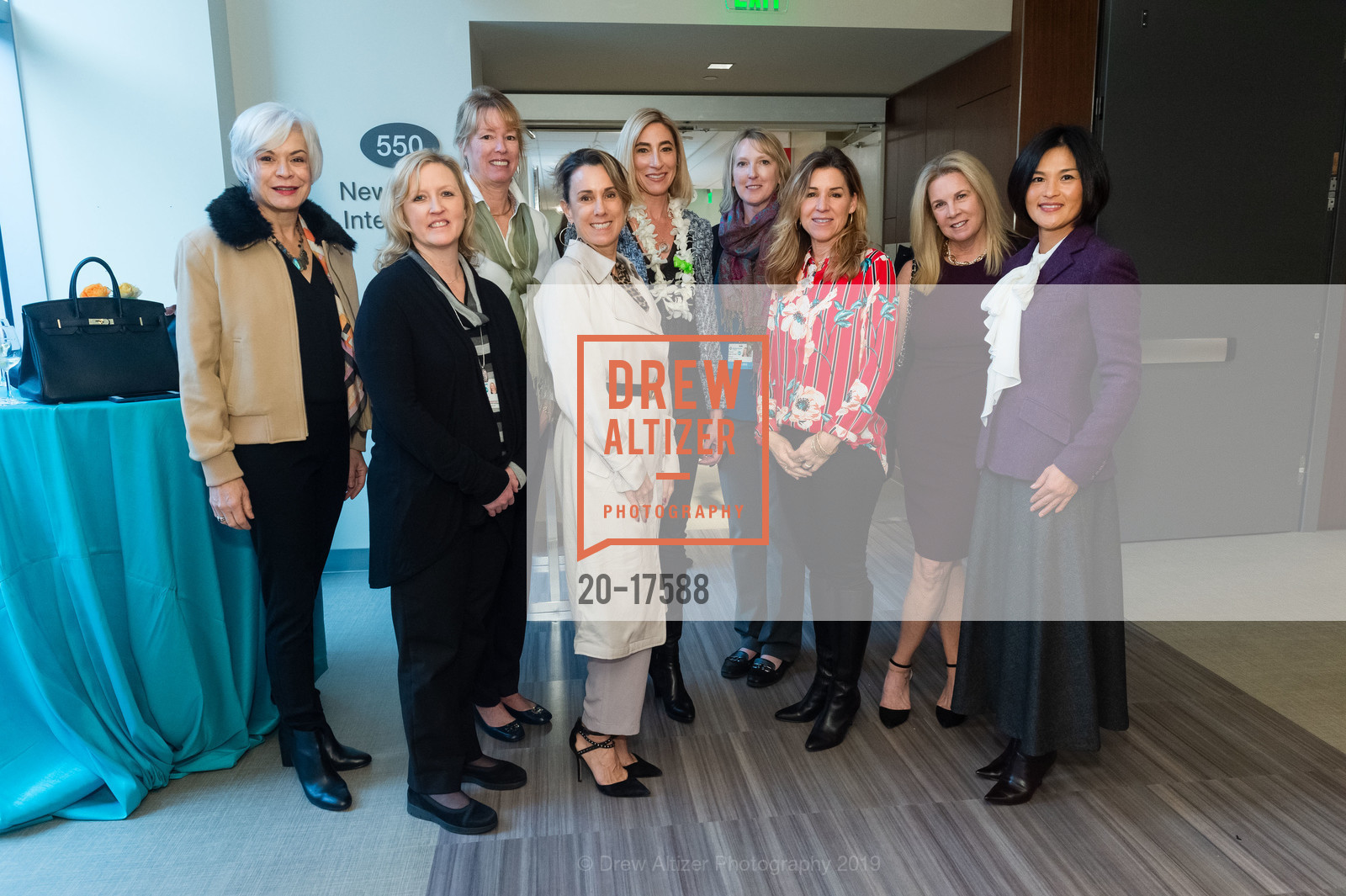 Amy Chen, Linda Higueras, Dawn Vokman, Robin Gilmore, Janelle Grimes, Michelle Notkin, Renee Menchhofer, Kathy Conte, Momoy Sasaki, CPMC Women's and Children's Luncheon Opening event, CPMC Hospital. Van Ness and Geary, January 16th, 2019, Photo #20-17588 Amy Chen, Linda Higueras, Dawn Vokman, Robin Gilmore, Janelle Grimes, Michelle Notkin, Renee Menchhofer, Kathy Conte, Momoy Sasaki, Photo #20-17588