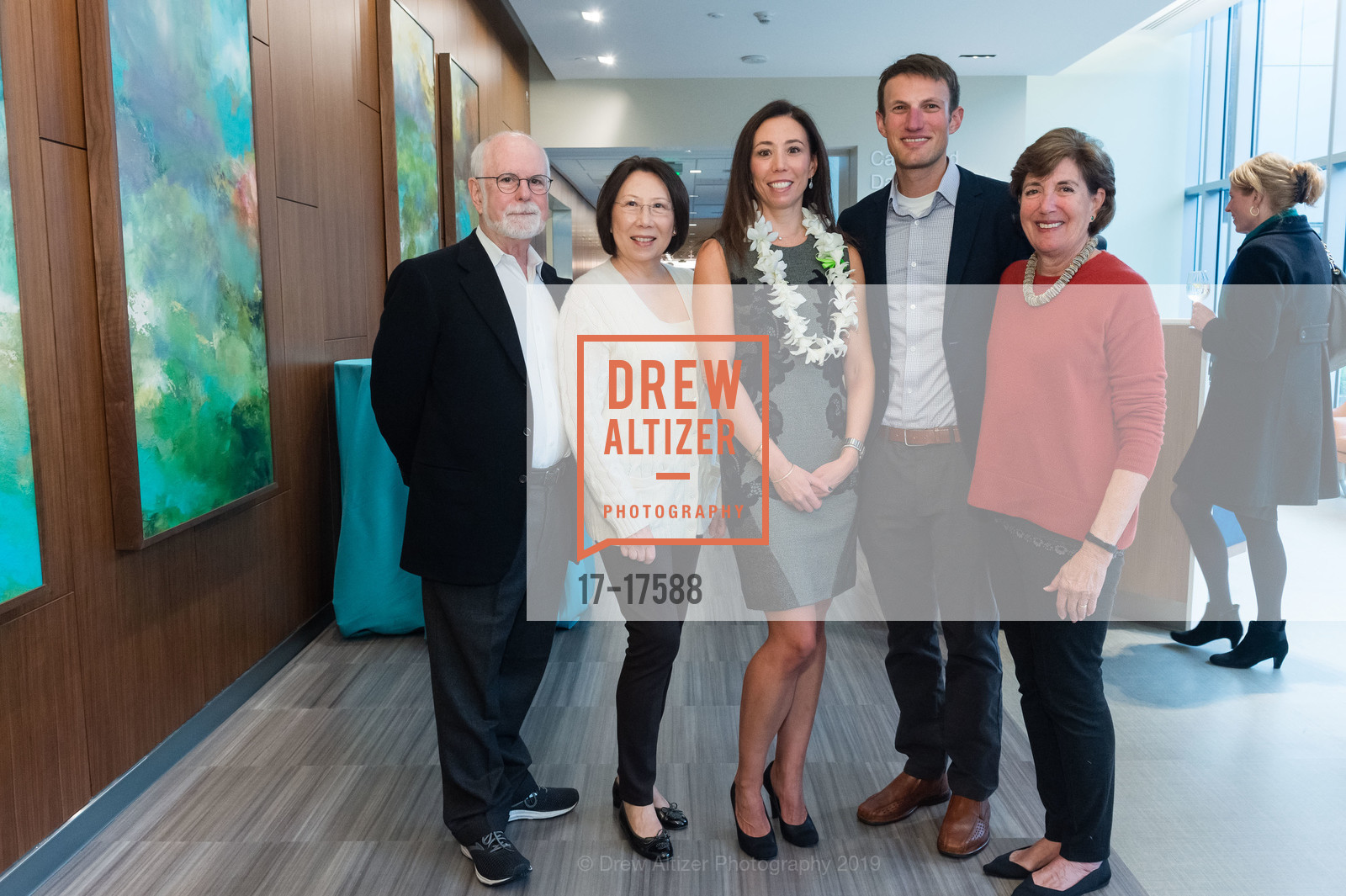 Will Hoover, Anna Hoover, Allison Eisenhardt, Jesse Eisenhardt, Betsy Eisenhardt, CPMC Women's and Children's Luncheon Opening event, CPMC Hospital. Van Ness and Geary, January 16th, 2019, Photo #17-17588 Will Hoover, Anna Hoover, Allison Eisenhardt, Jesse Eisenhardt, Betsy Eisenhardt, Photo #17-17588