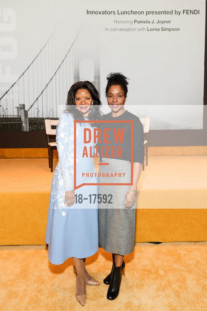 Pamela Joyner, Lorna Simpson, FOG Design+Art 2019 Innovators Luncheon, Fort Mason Festival Pavilion, January 17th, 2019, Photo #18-17592 Pamela Joyner, Lorna Simpson, Photo #18-17592