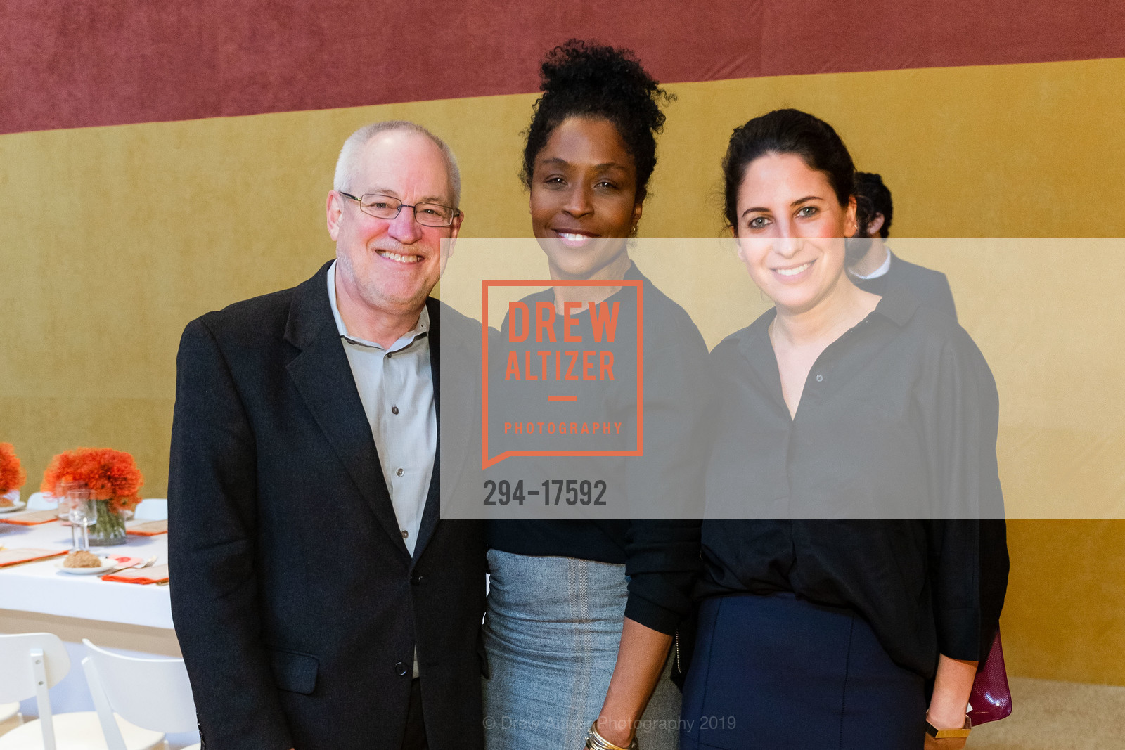 Gary Garrels, Lorna Simpson, Jacqueline Sischy, FOG Design+Art 2019 Innovators Luncheon, Fort Mason Festival Pavilion, January 17th, 2019, Photo #294-17592 Gary Garrels, Lorna Simpson, Jacqueline Sischy, Photo #294-17592