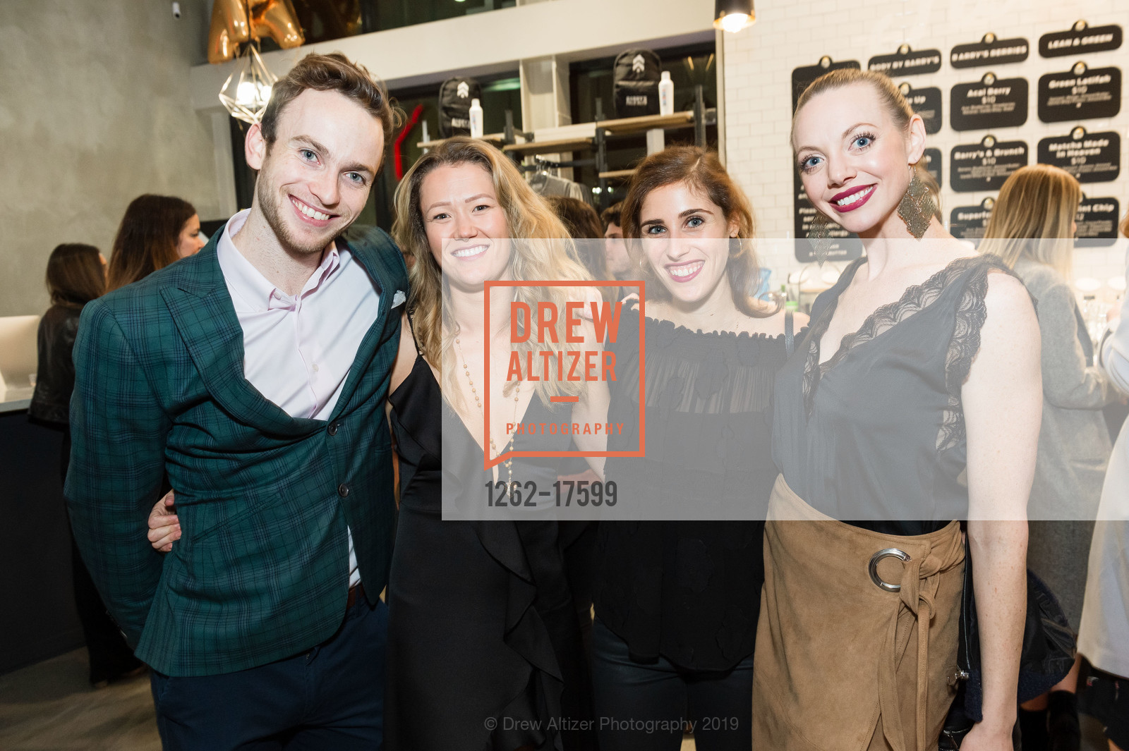 Grey Sanderson, Georgia Fitzgerald, Monica Rosenkranz, Erin Hall, Barry's Bootcamp Palo Alto Grand Opening Celebration, Stanford Shopping Center. 228 Stanford Shopping Center, January 24th, 2019, Photo #1262-17599 Grey Sanderson, Georgia Fitzgerald, Monica Rosenkranz, Erin Hall, Photo #1262-17599