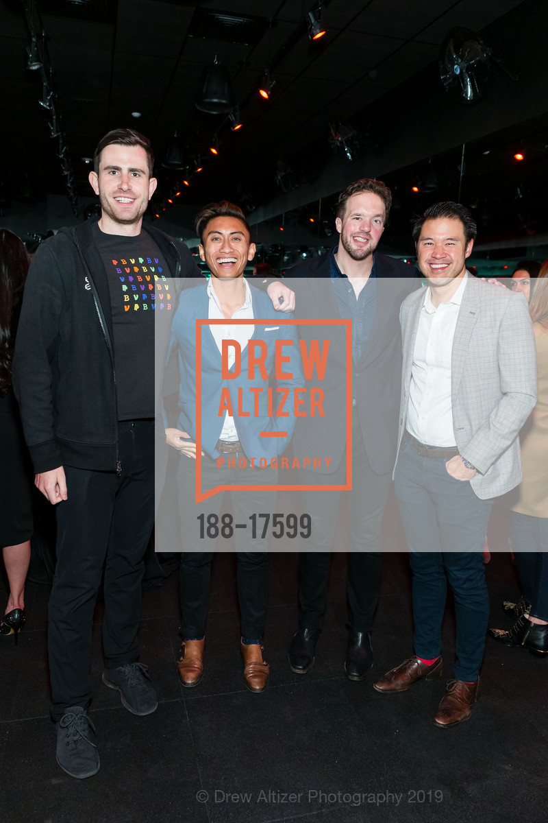 Edwin Brower, Sean Batir, JJ Refling, James Tsai, Barry's Bootcamp Palo Alto Grand Opening Celebration, Stanford Shopping Center. 228 Stanford Shopping Center, January 24th, 2019, Photo #188-17599 Edwin Brower, Sean Batir, JJ Refling, James Tsai, Photo #188-17599