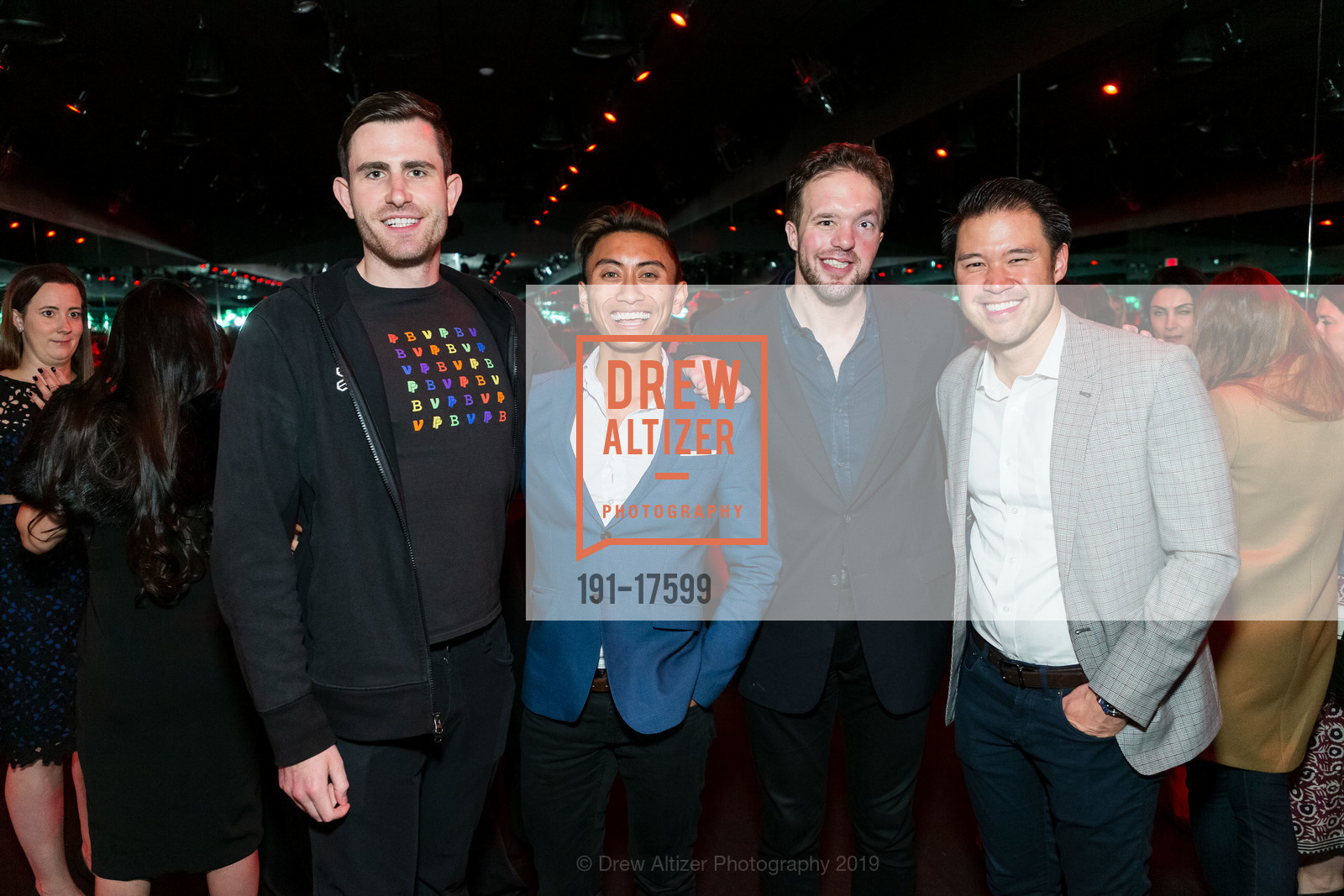 Edwin Brower, Sean Batir, JJ Refling, James Tsai, Barry's Bootcamp Palo Alto Grand Opening Celebration, Stanford Shopping Center. 228 Stanford Shopping Center, January 24th, 2019, Photo #191-17599 Edwin Brower, Sean Batir, JJ Refling, James Tsai, Photo #191-17599