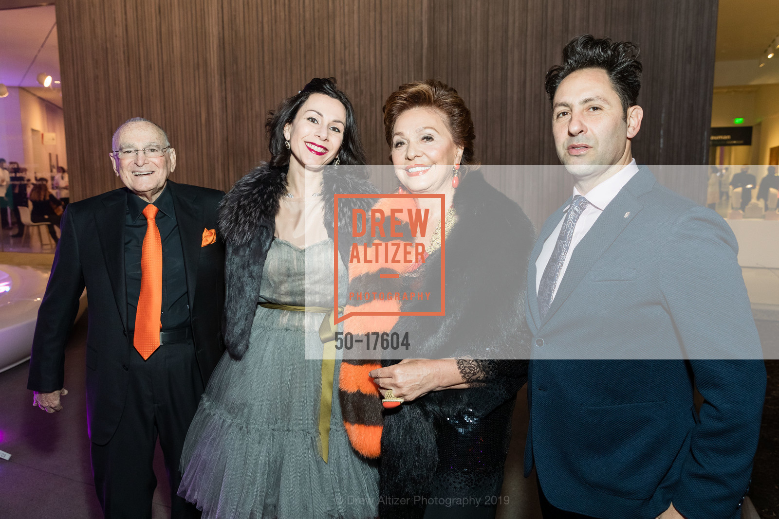 Jan Shrem, Eva Zanetti, Maria Manetti Shrem, Mauro Aprile Zanetti, Manetti Shrem Museum 2019 Gala, Manetti Shrem Museum. 254 Old Davis Road, Davis, CA 95616, January 26th, 2019, Photo #50-17604 Jan Shrem, Eva Zanetti, Maria Manetti Shrem, Mauro Aprile Zanetti, Photo #50-17604