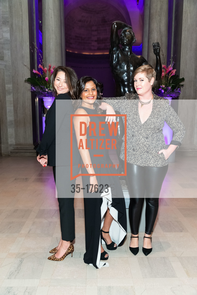Anna Leff-Kich, Sarah Lee, Sharyu Barapatrey, ArtPoint Cocktail Party at the Legion of Honor, Legion of Honor. 100 34th Ave, San Francisco, CA 94121, January 31st, 2019, Photo #35-17623 Anna Leff-Kich, Sarah Lee, Sharyu Barapatrey, Photo #35-17623