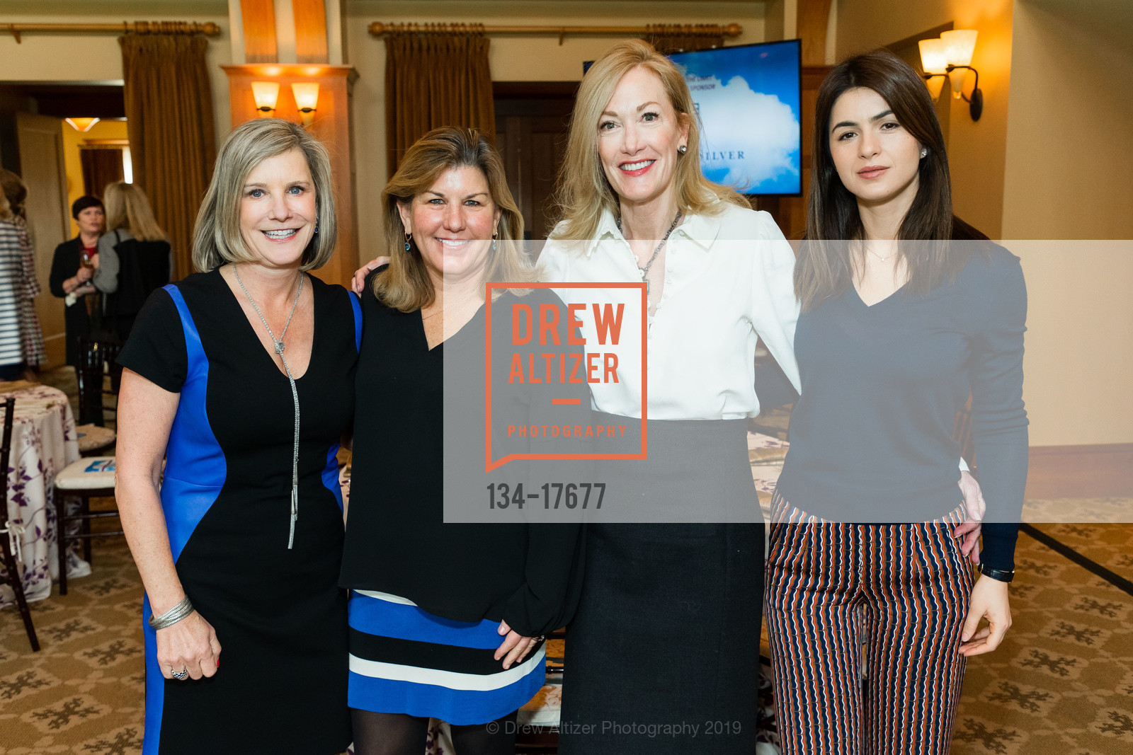 Carol Ann Weiss, LB Fishback, Sandra Smith, Part the Cloud Luncheon 2019, Sharon Heights Country Club. 2900 Sand Hill Road, February 13th, 2019, Photo #134-17677 Carol Ann Weiss, LB Fishback, Sandra Smith, Photo #134-17677
