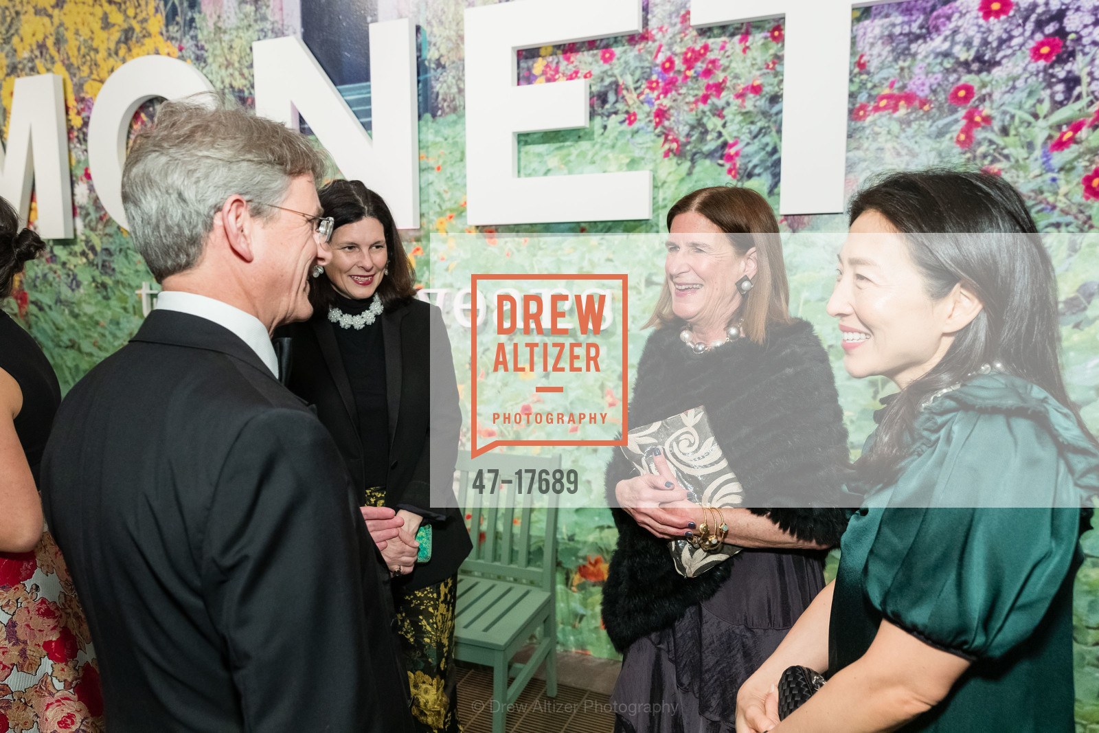 Tom Campbell, Phoebe Campbell, Ellanor Notides, Sharon Kim, Monet: The Late Years Black Tie Dinner at the de Young, de Young Museum. 50 Hagiwara Tea Garden Drive, Photo #47-17689 Tom Campbell, Phoebe Campbell, Ellanor Notides, Sharon Kim, Photo #47-17689