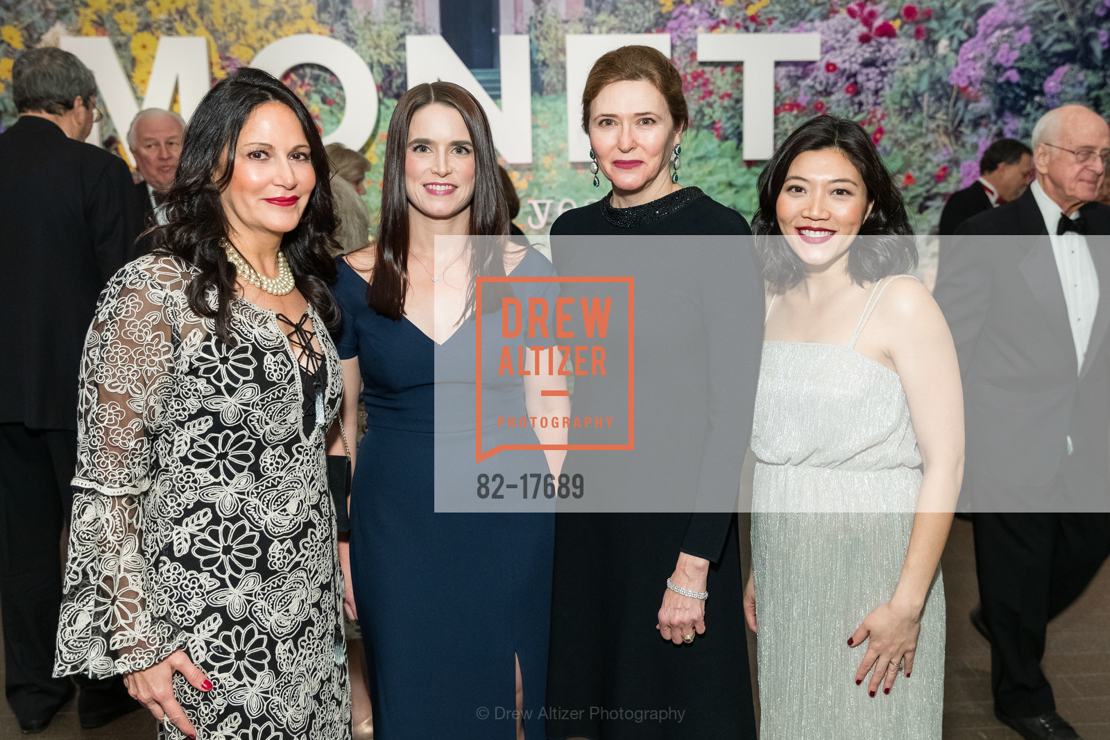 Christina Ongerth, Amanda Riley, Lauren Hall, Karen Huang, Monet: The Late Years Black Tie Dinner at the de Young, de Young Museum. 50 Hagiwara Tea Garden Drive, Photo #82-17689 Christina Ongerth, Amanda Riley, Lauren Hall, Karen Huang, Photo #82-17689