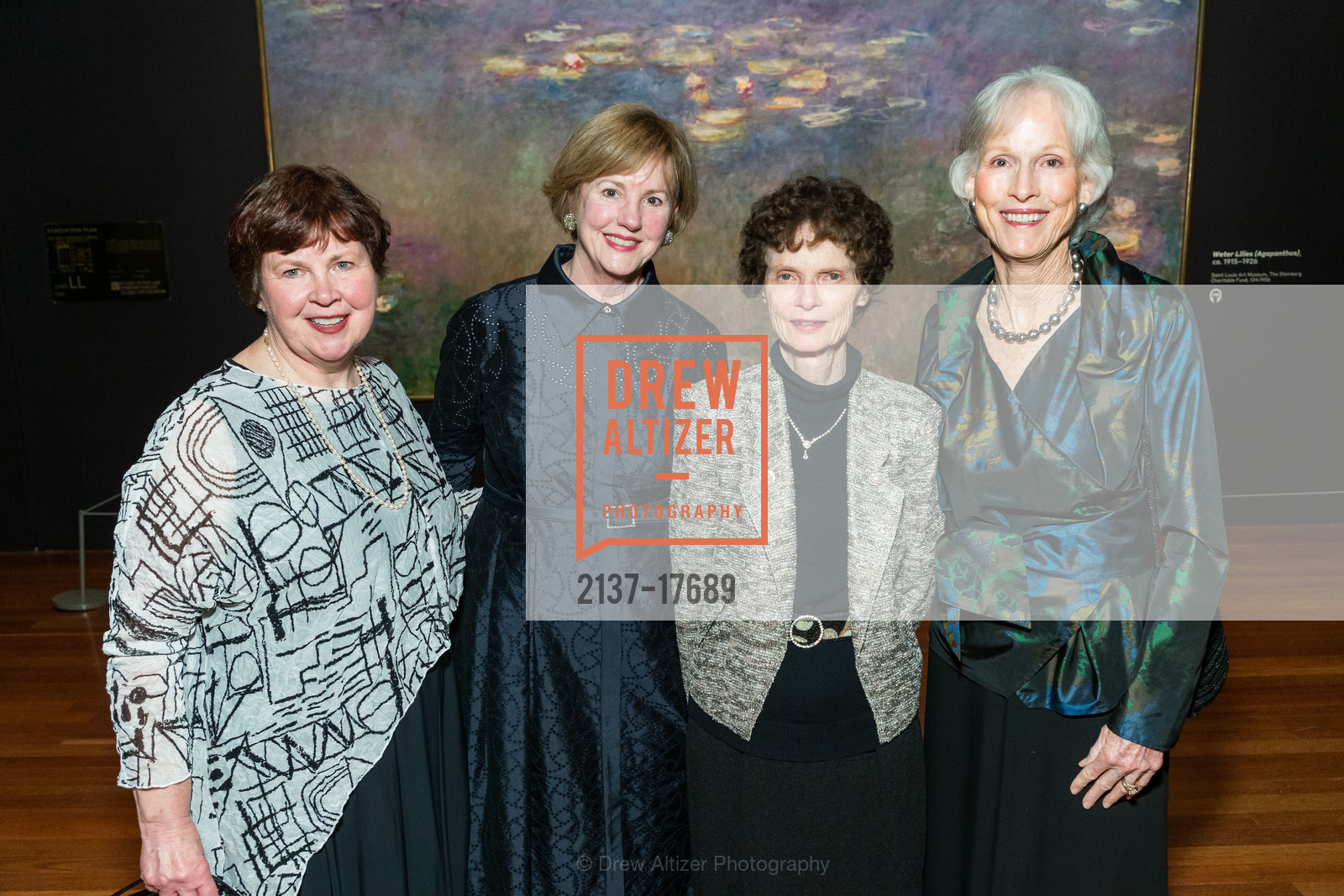 Vicki Koenig, Nancy Noakes, Jamia Konrad, Diana Long, Monet: The Late Years Black Tie Dinner at the de Young, de Young Museum. 50 Hagiwara Tea Garden Drive, Photo #2137-17689 Vicki Koenig, Nancy Noakes, Jamia Konrad, Diana Long, Photo #2137-17689