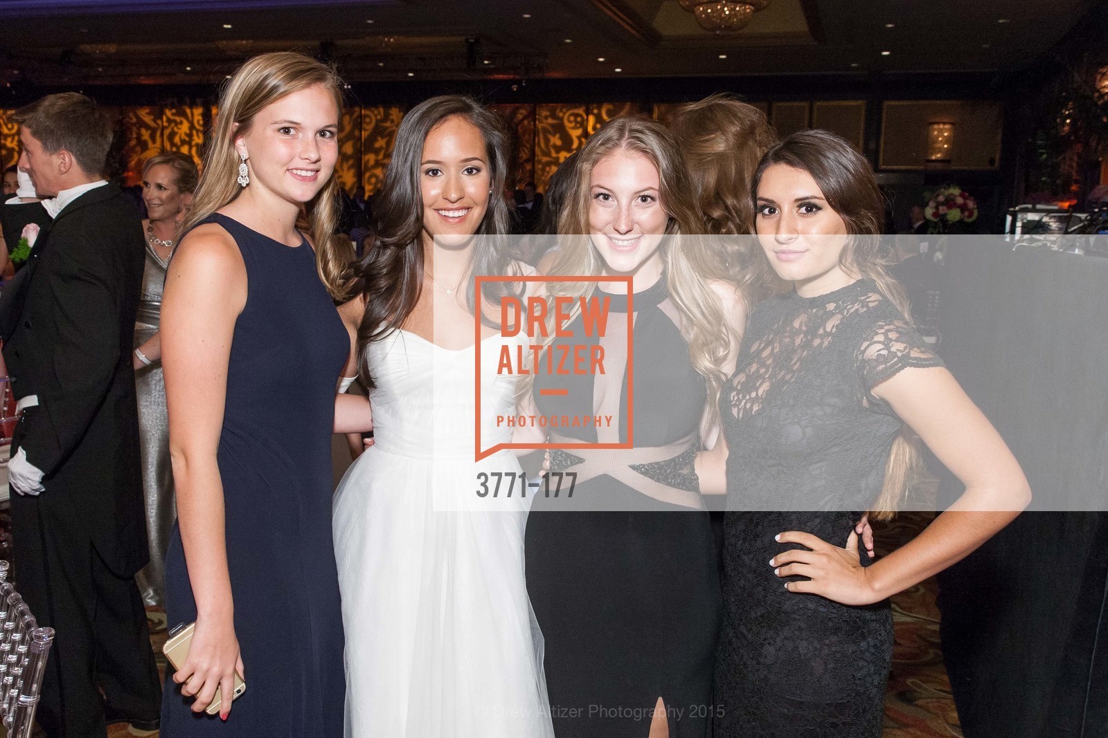 Annie Williams, Solange Celeste Soward, Aislinn Cushing, Sienna Soward, San Francisco Debutante Ball 2015, The Westin St. Francis San Francisco Union Square. 335 Powell St, June 20th, 2015, Photo #3771-177 Annie Williams, Solange Celeste Soward, Aislinn Cushing, Sienna Soward, Photo #3771-177