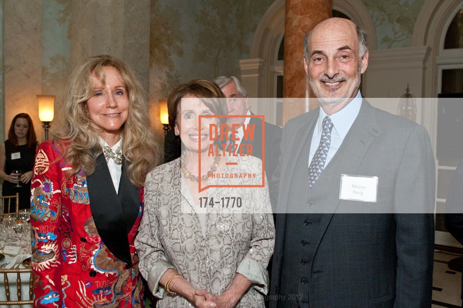 Mary Swig, Nancy Pelosi, Steven Swig, Gordon and Ann Getty Host NANCY PELOSI DCCC Dinner, US, April 23rd, 2012, Photo #174-1770 Mary Swig, Nancy Pelosi, Steven Swig, Photo #174-1770
