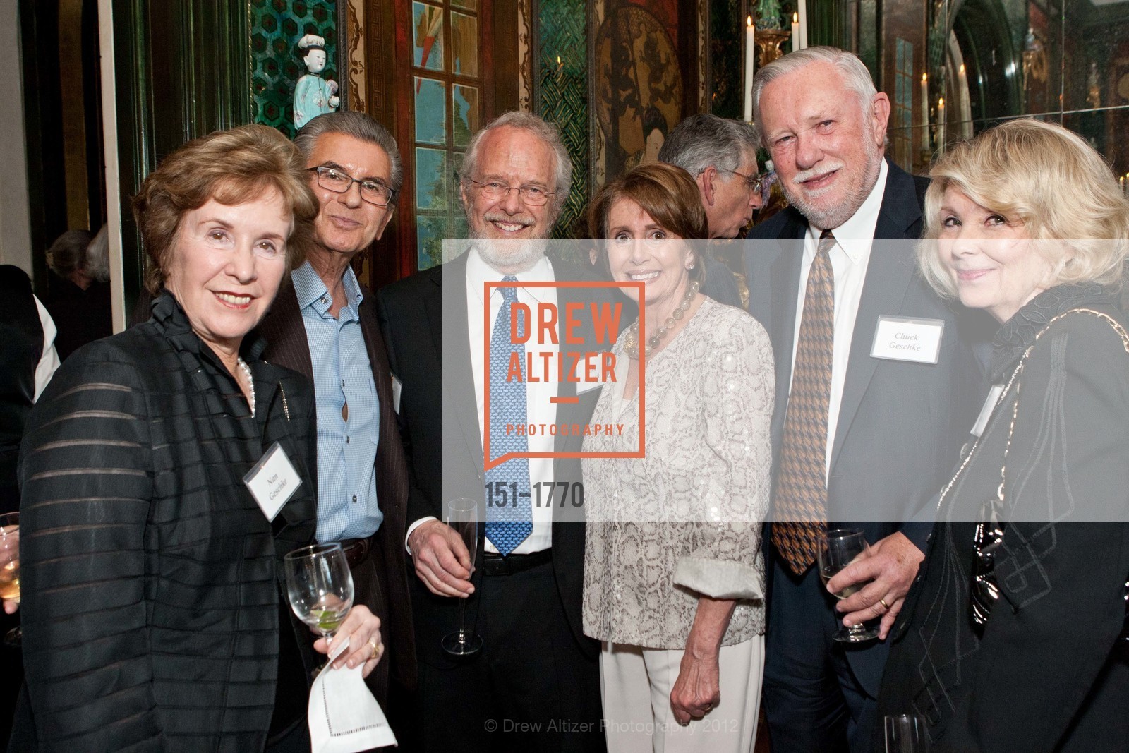 Nan Geschke, George Marcus, John Warnock, Nancy Pelosi, Chuck Geschke, Marva Warnock, Photo #151-1770