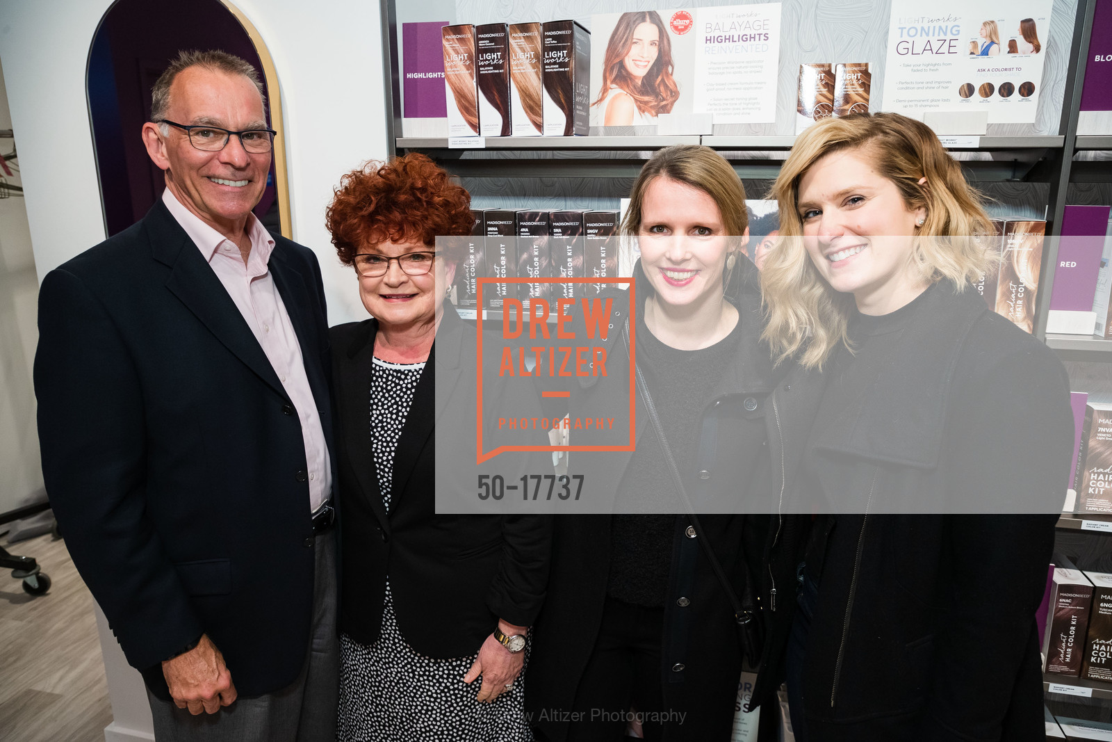Jim Stewart, Vicky Stewart, Ulrike Kellmereit, Laura Vrcek, Madison Reed Color Bar Hayes Valley Grand Opening 2019, Madison Reed Color Bar. 620 Laguna St, Photo #50-17737 Jim Stewart, Vicky Stewart, Ulrike Kellmereit, Laura Vrcek, Photo #50-17737