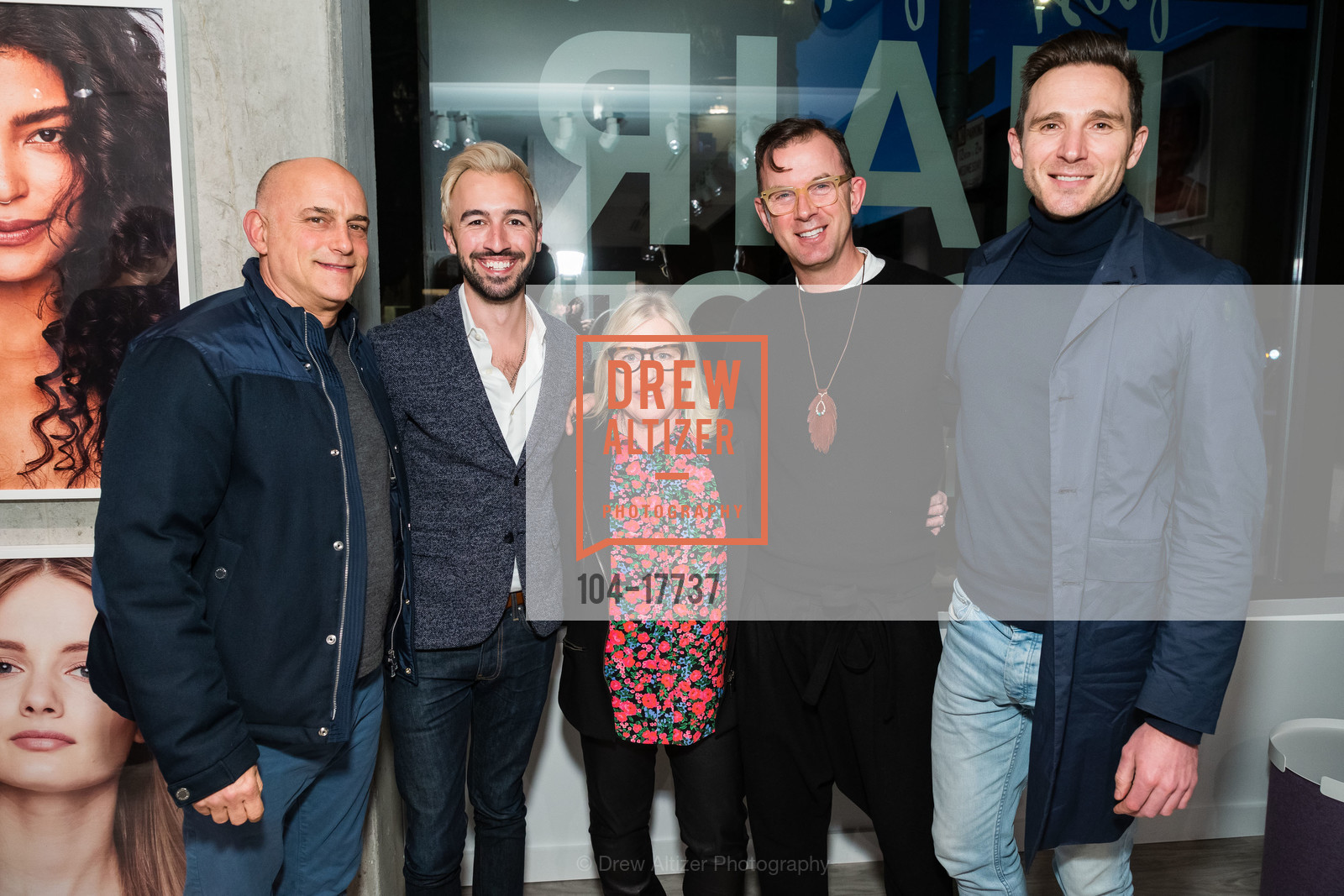 Mitchell Bakst, Jeremy Pelkey, Amy Errett, Andrew Lande-Shannon, Tyler Wozny, Madison Reed Color Bar Hayes Valley Grand Opening 2019, Madison Reed Color Bar. 620 Laguna St, Photo #104-17737 Mitchell Bakst, Jeremy Pelkey, Amy Errett, Andrew Lande-Shannon, Tyler Wozny, Photo #104-17737