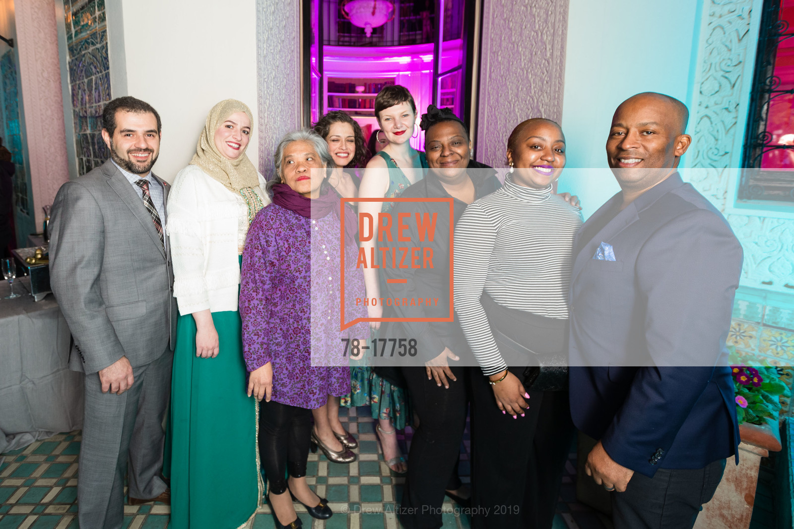 Mounir Bahloul, Wafa Aouadj, Maribel Ramirez, Jessica Mataka, Tina Stevens, Cleopatra Stevens, Craig Stevens, Spinsters Legacy Benefit 2019, Fairmont Hotel, Swig Suite. 950 mason street, February 23rd, 2019, Photo #78-17758 Mounir Bahloul, Wafa Aouadj, Maribel Ramirez, Jessica Mataka, Tina Stevens, Cleopatra Stevens, Craig Stevens, Photo #78-17758