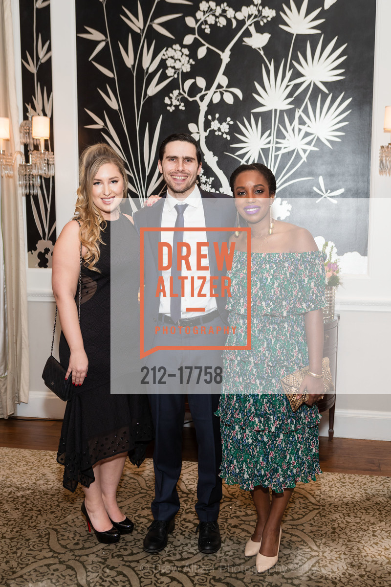 Emily Francis, Jason George, Blair Green, Spinsters Legacy Benefit 2019, Fairmont Hotel, Swig Suite. 950 mason street, February 23rd, 2019, Photo #212-17758 Emily Francis, Jason George, Blair Green, Photo #212-17758