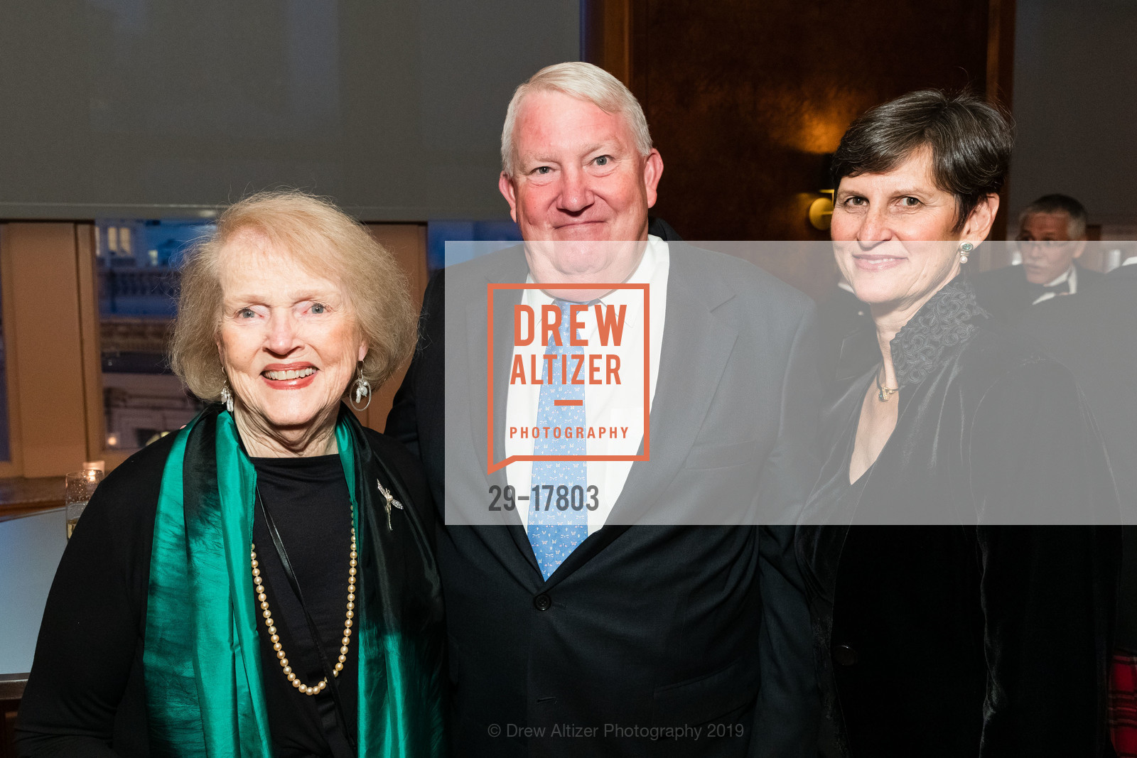 Board President Kay Sprinkel Grace, Board Member Doug Tanner, Carol Tanner, Philharmonia Baroque 2019 Winter Gala and Auction, Four Seasons Hotel. 757 Market Street, March 1st, 2019, Photo #29-17803 Board President Kay Sprinkel Grace, Board Member Doug Tanner, Carol Tanner, Photo #29-17803