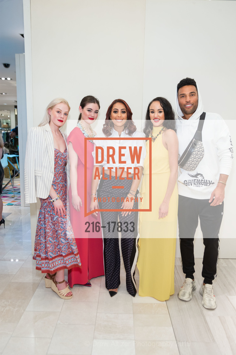 Sara Noelle, Aly Henry, Sydel Curry-Lee, Alicia Henry, Marlon Wilson, Neiman Marcus Presents the Art of Travel with Sydel Curry Lee, Neiman Marcus Walnut Creek. 1000 S Main Street, March 7th, 2019, Photo #216-17833 Sara Noelle, Aly Henry, Sydel Curry-Lee, Alicia Henry, Marlon Wilson, Photo #216-17833