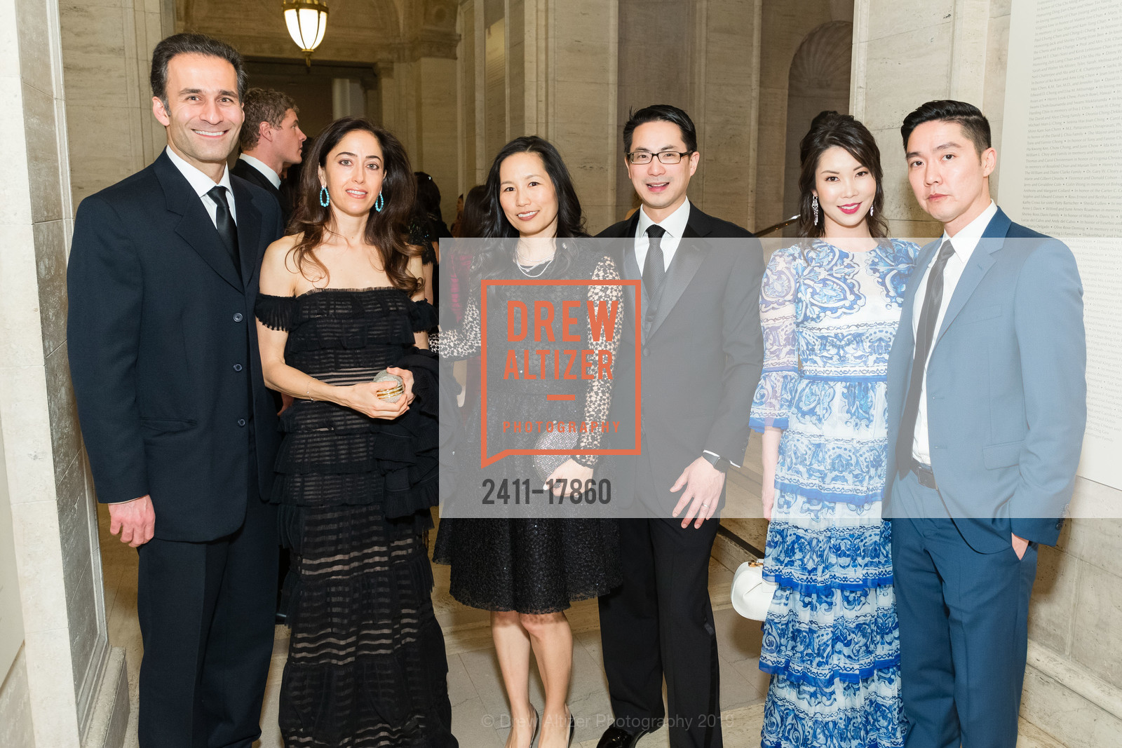 Amir Arbabi, Nazgol Mozaffarian, Nina Wang, Aric Wang, Jennifer Yu, Billy Lee, Asian Art Museum Gala 2019, Asian Art Museum, March 7th, 2019, Photo #2411-17860 Amir Arbabi, Nazgol Mozaffarian, Nina Wang, Aric Wang, Jennifer Yu, Billy Lee, Photo #2411-17860