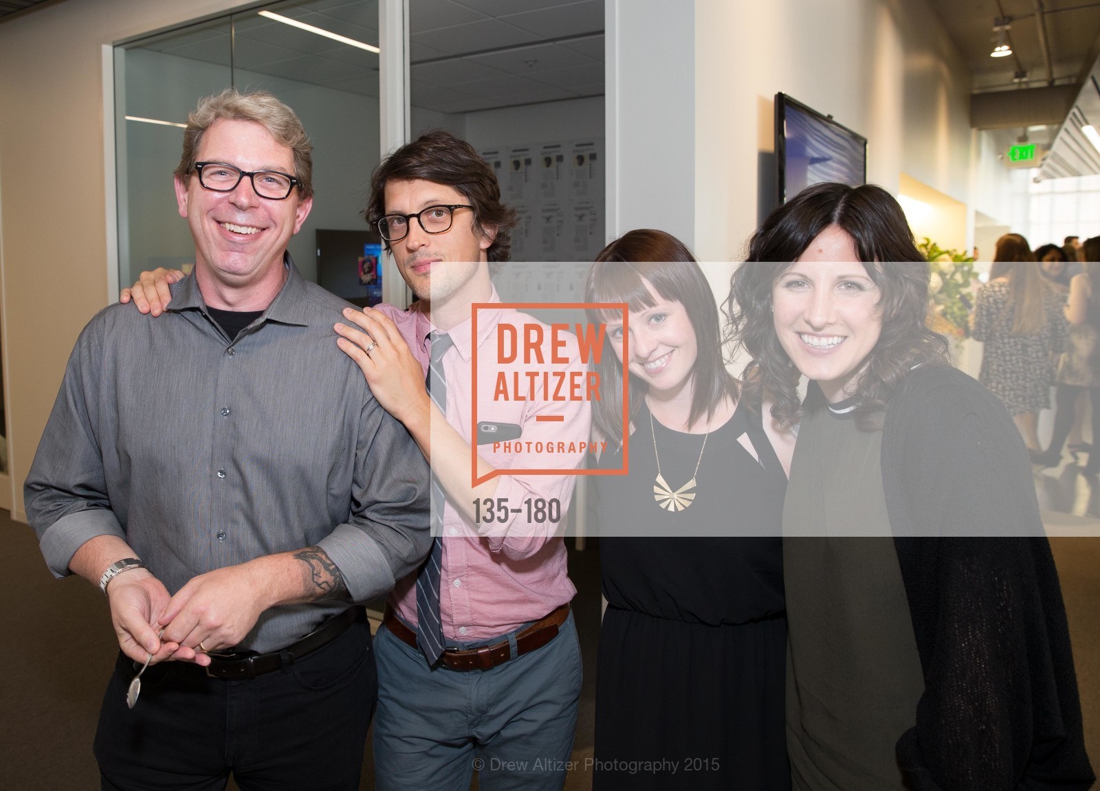 Chuck Squatriglia, Neil Harris, Christie Hemm Klok, Jenna Garrett, Gucci & Vogue Dinner, Wired Magazine Offices. 520 3rd Street, June 24th, 2015, Photo #135-180 Chuck Squatriglia, Neil Harris, Christie Hemm Klok, Jenna Garrett, Photo #135-180