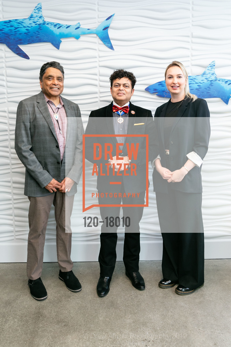 Stan de Mello, George Jacob, Sophia Uddin, RCGS Presents: Louis Kamookak Medal Ceremony 2019, Aquarium Of The Bay, Farallon Room. Pier 39, March 28th, 2019, Photo #120-18010 Stan de Mello, George Jacob, Sophia Uddin, Photo #120-18010