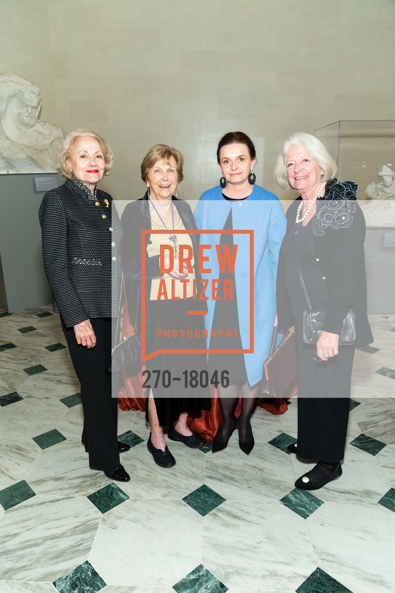 Nanci Fisher, Joan Peceimer, Gallina Kouliaeva, Pat Barkett, Early Rubens Donor Reception at the Legion of Honor, The Legion of Honor, April 4th, 2019, Photo #270-18046 Nanci Fisher, Joan Peceimer, Gallina Kouliaeva, Pat Barkett, Photo #270-18046
