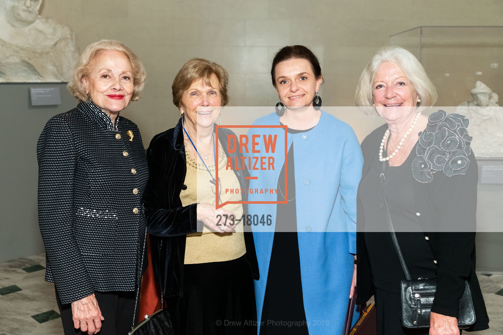 Nanci Fisher, Joan Peceimer, Gallina Kouliaeva, Pat Barkett, Early Rubens Donor Reception at the Legion of Honor, The Legion of Honor, April 4th, 2019, Photo #273-18046 Nanci Fisher, Joan Peceimer, Gallina Kouliaeva, Pat Barkett, Photo #273-18046