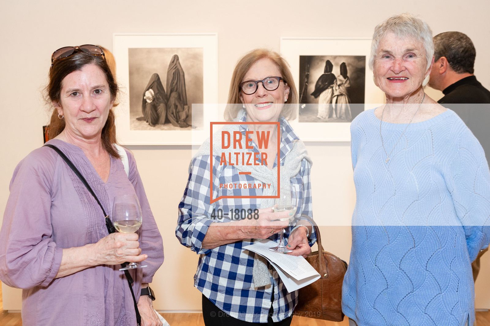 Helen Vaughn, Jackie Wheeler, Gail Brugler, Pace Gallery Palo Alto's Opening Reception of Irving Penn 2019, Pace Palo Alto. 229 Hamilton Ave, April 10th, 2019, Photo #40-18088 Helen Vaughn, Jackie Wheeler, Gail Brugler, Photo #40-18088