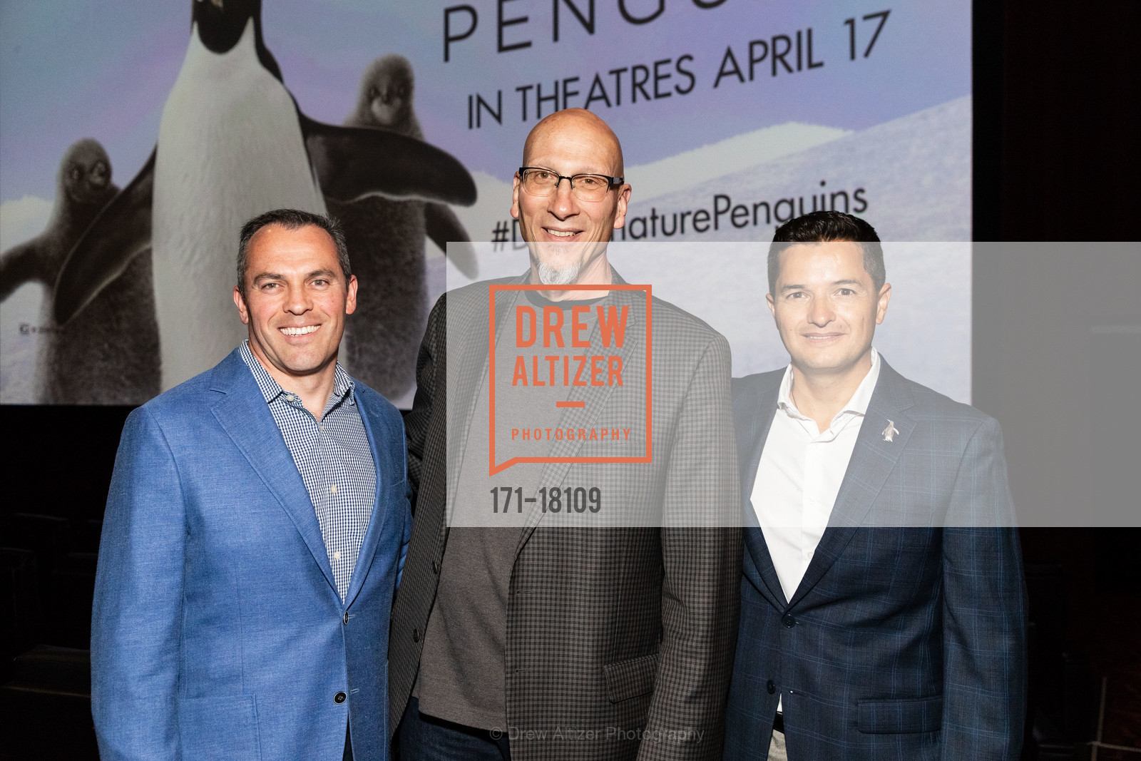 Paul Baribault, Roy Conli, Dr. Pablo Borboroglu, Disneynature's PENGUINS Private Sneak Preview 2019, Century Westfield San Francisco Centre. 835 Market St, Photo #171-18109 Paul Baribault, Roy Conli, Dr. Pablo Borboroglu, Photo #171-18109