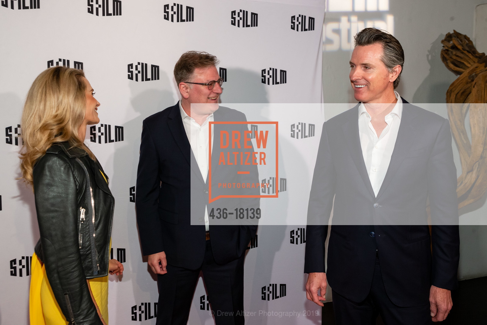 Jennifer Siebel Newsom, Noah Cowan, Gavin Newsom, SFFILM Festival 2019 Red Carpet and Reception for 'The Great American Lie', SFFILM Festival Lounge. 111 Minna Street, April 15th, 2019, Photo #436-18139 Jennifer Siebel Newsom, Noah Cowan, Gavin Newsom, Photo #436-18139