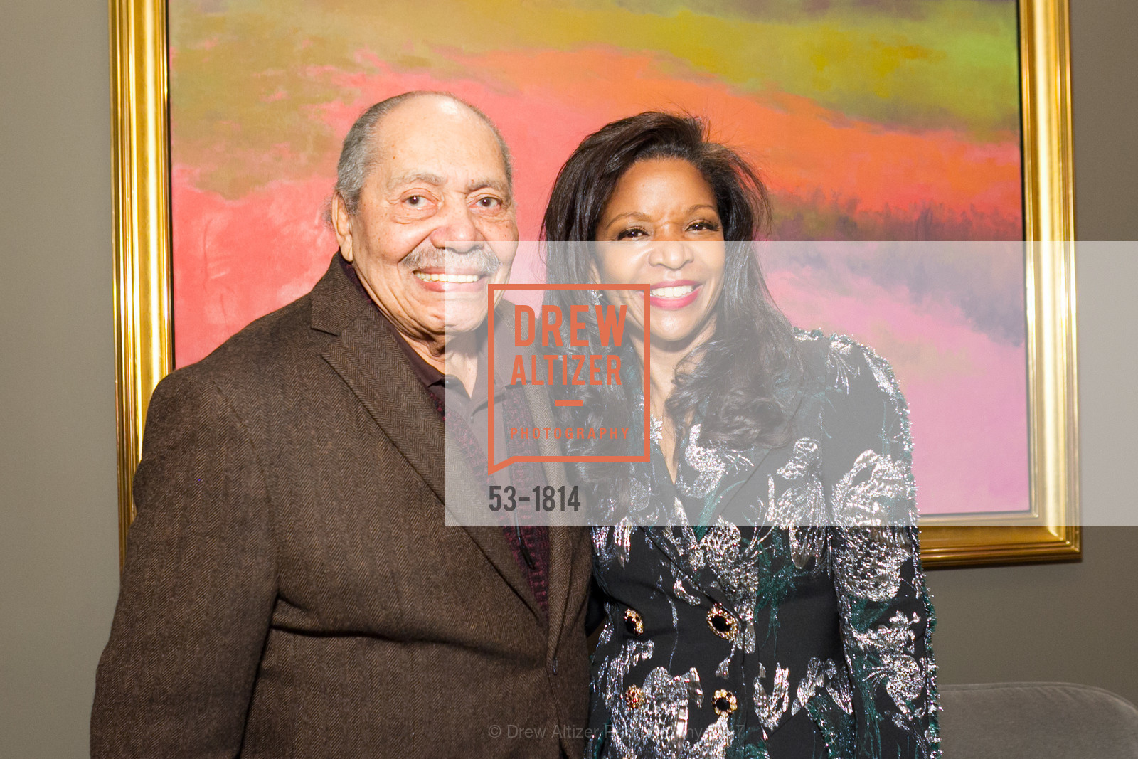 Richard Mayhew, Pamela Joyner, Pamela Joyner Hosts SF State College of Ethnic Studies, Private Residence. 18 Presidio Terrace, January 13th, 2017, Photo #53-1814 Richard Mayhew, Pamela Joyner, Photo #53-1814