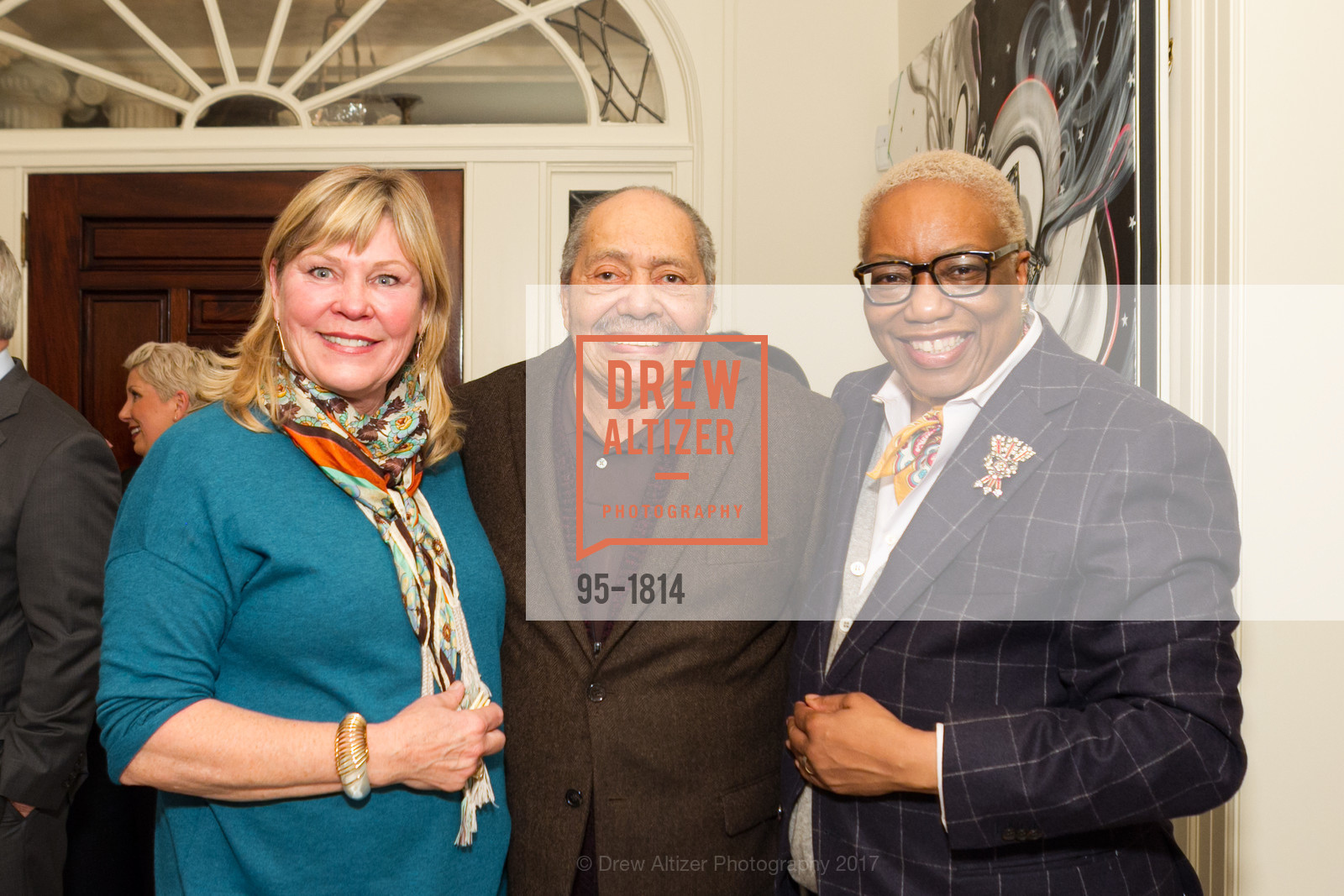 Madalene Rose, Richard Mayhew, Linda Harrison, Pamela Joyner Hosts SF State College of Ethnic Studies, Private Residence. 18 Presidio Terrace, January 13th, 2017, Photo #95-1814 Madalene Rose, Richard Mayhew, Linda Harrison, Photo #95-1814