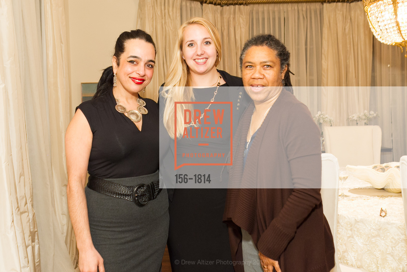 Kathy Zarur, Emily Kuhlmann, Carla Richmond, Pamela Joyner Hosts SF State College of Ethnic Studies, Private Residence. 18 Presidio Terrace, January 13th, 2017, Photo #156-1814 Kathy Zarur, Emily Kuhlmann, Carla Richmond, Photo #156-1814