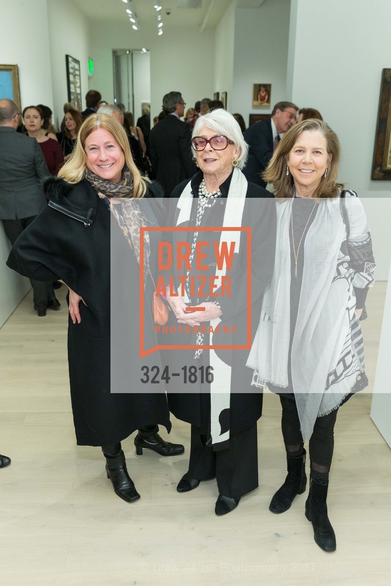 Kathy Brisbane, Beth Barker, Christina Kamra, Berggruen Gallery Opening: The Human Form, Berggruen Gallery. 2525 Van Ness St, January 12th, 2017, Photo #324-1816 Kathy Brisbane, Beth Barker, Christina Kamra, Photo #324-1816