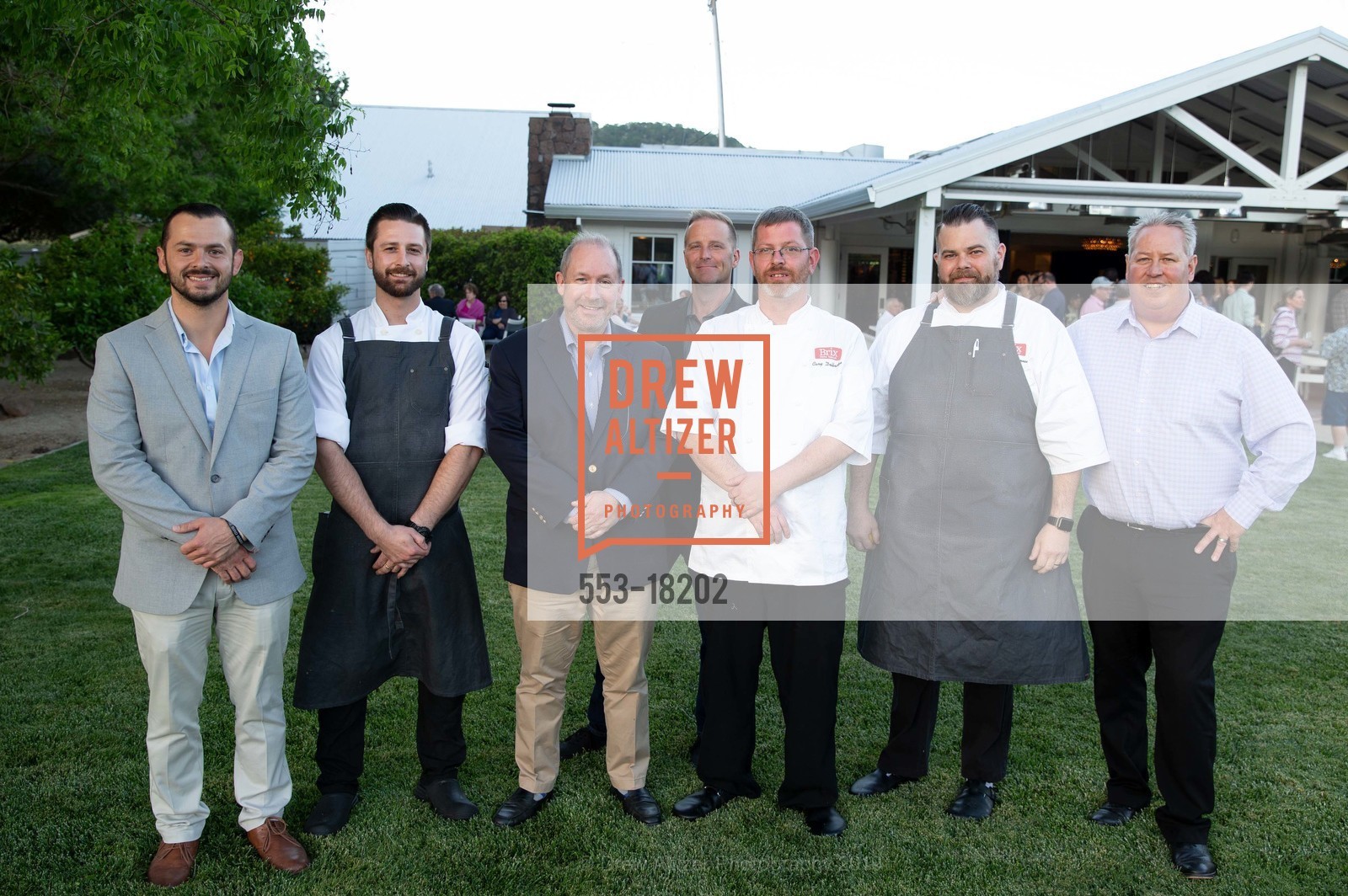 Jamie Jamison, Patrick Shannon, Stephen Franklin, Randy Languerand, Cary Delbridge, Marco DiNateli, Matt Guyot, Brix Renovation Celebration, Brix. 7377 St Helena Highway, April 25th, 2019, Photo #553-18202 Jamie Jamison, Patrick Shannon, Stephen Franklin, Randy Languerand, Cary Delbridge, Marco DiNateli, Matt Guyot, Photo #553-18202