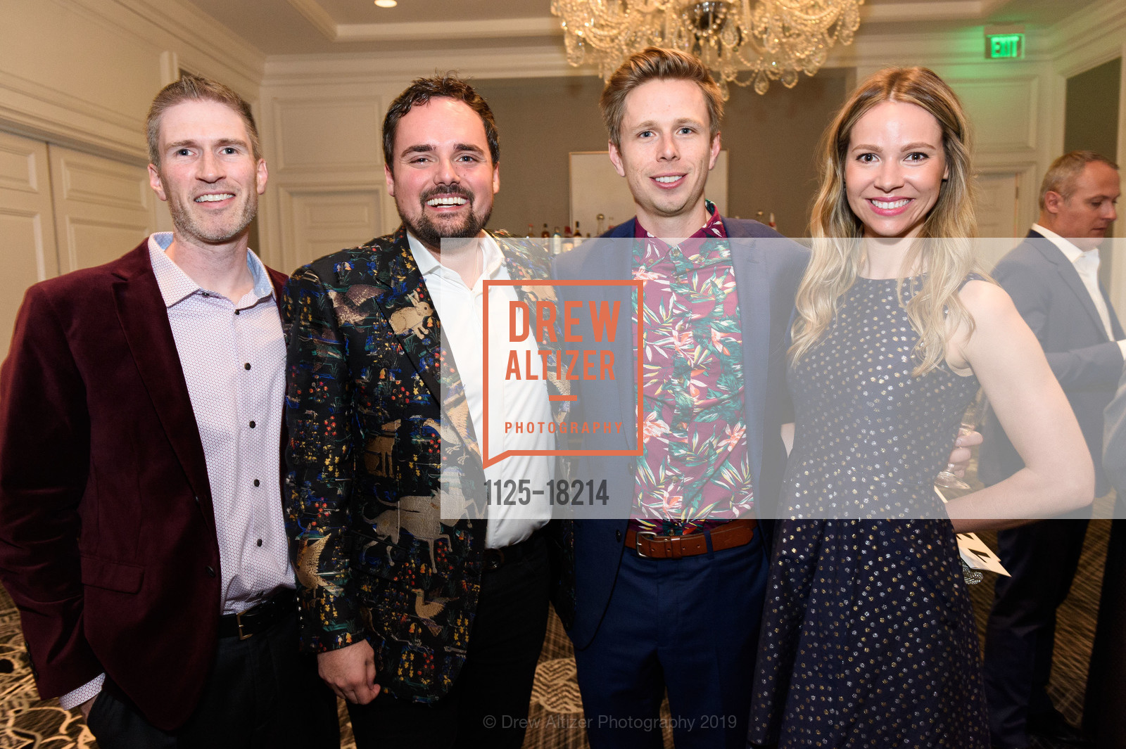 Ryan Mapes, Jim San Marco, Drew Fattlar, Shannon Moulden, SFCASA Fostering Change Gala 2019: Dreams Grow Here, Ritz Carlton Hotel. 600 Stockton Street, April 26th, 2019, Photo #1125-18214 Ryan Mapes, Jim San Marco, Drew Fattlar, Shannon Moulden, Photo #1125-18214