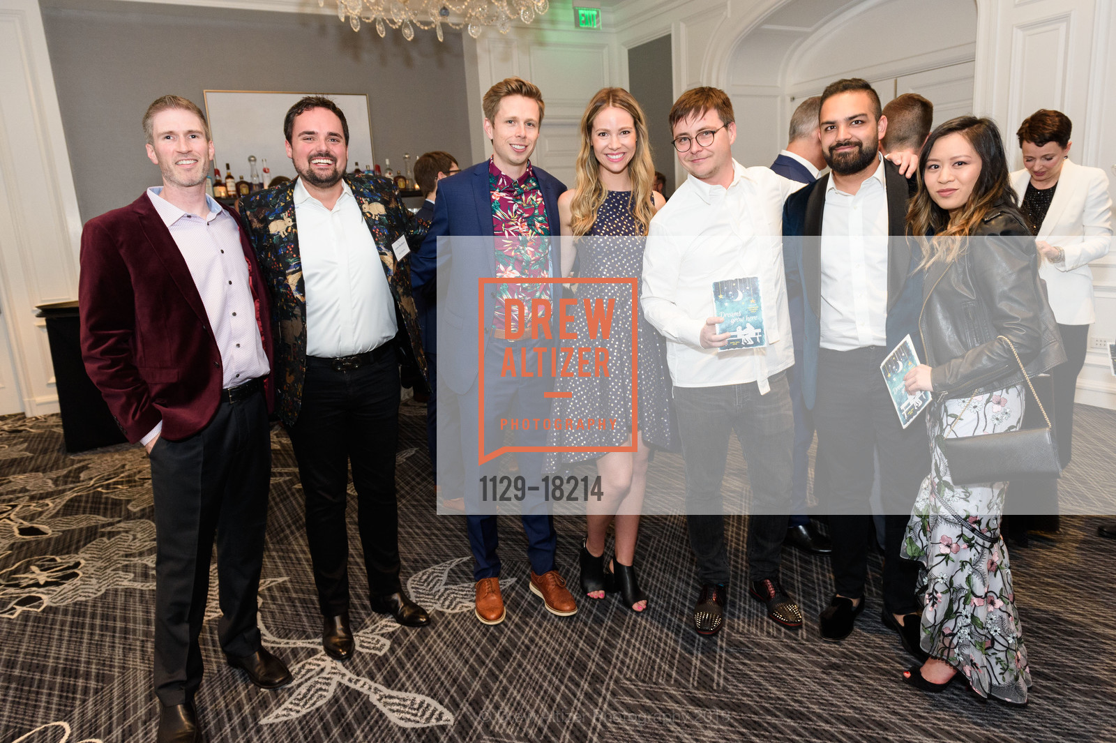 Ryan Mapes, Jim San Marco, Drew Fattlar, Shannon Moulden, Nikolay Kuzmin, Hammad Siddiqui, Tiffany Fong, SFCASA Fostering Change Gala 2019: Dreams Grow Here, Ritz Carlton Hotel. 600 Stockton Street, April 26th, 2019, Photo #1129-18214 Ryan Mapes, Jim San Marco, Drew Fattlar, Shannon Moulden, Nikolay Kuzmin, Hammad Siddiqui, Tiffany Fong, Photo #1129-18214