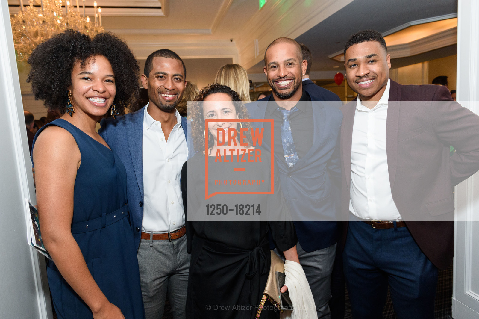 Monique Shields, Brian Shields, Andrea Bouch, Chapman Snowden, Ashton Caesar, SFCASA Fostering Change Gala 2019: Dreams Grow Here, Ritz Carlton Hotel. 600 Stockton Street, April 26th, 2019, Photo #1250-18214 Monique Shields, Brian Shields, Andrea Bouch, Chapman Snowden, Ashton Caesar, Photo #1250-18214